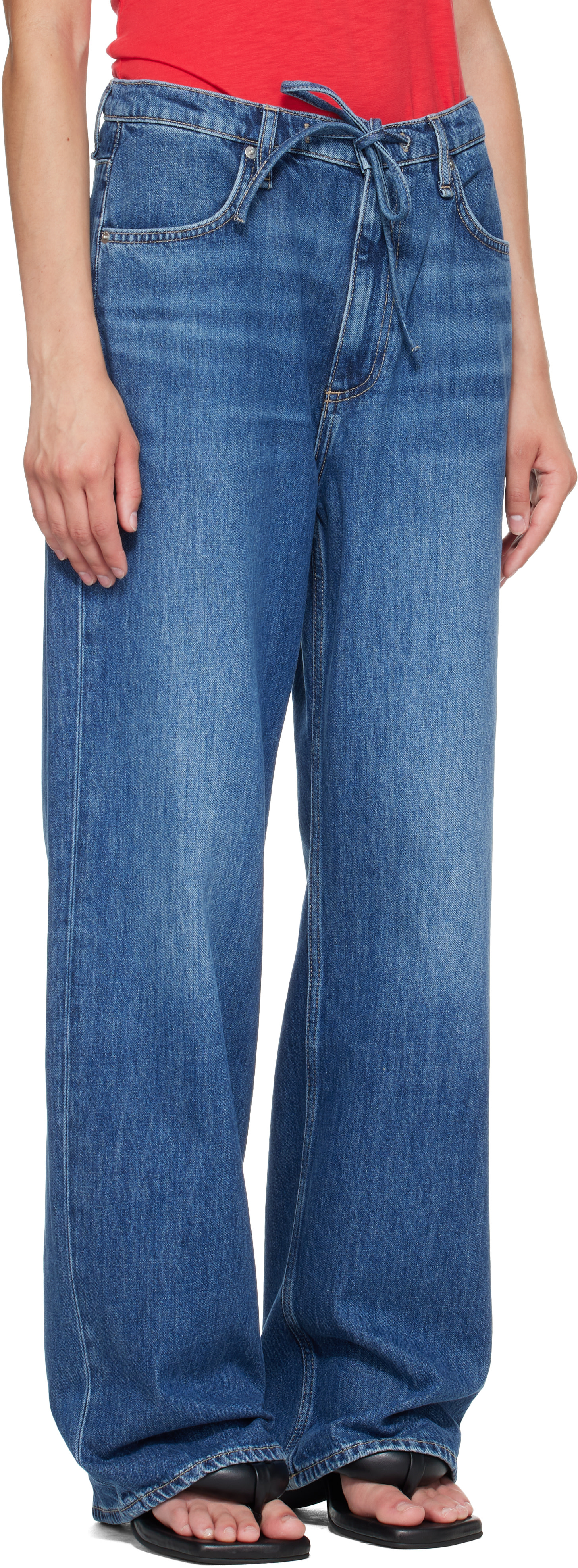 rag & bone - Jean ample Phoebe bleu à cordon coulissant