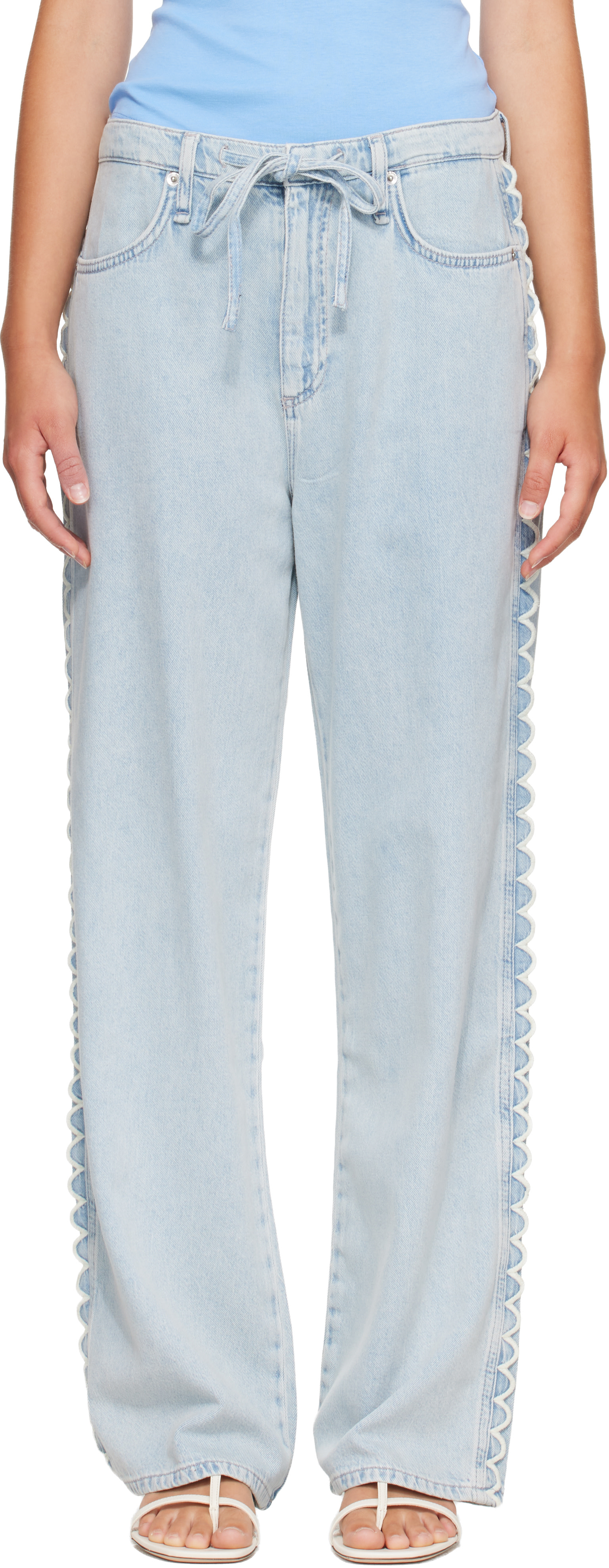 rag & bone - Jean ample Phoebe bleu à cordon coulissant