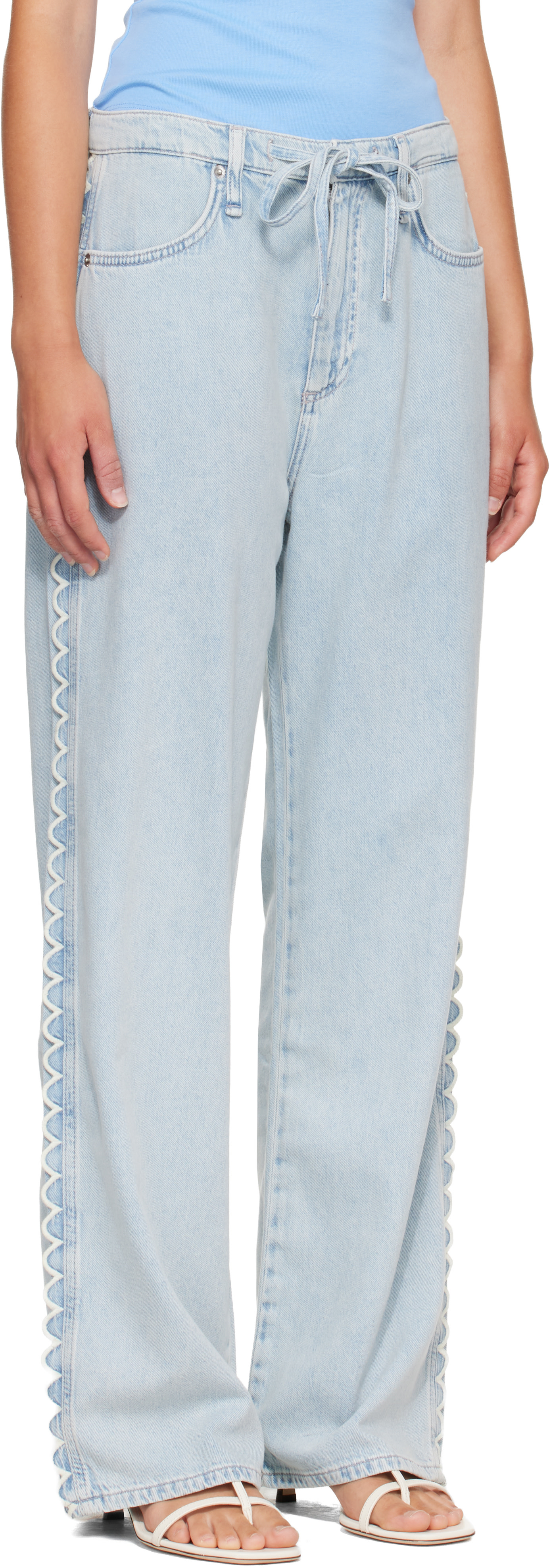 rag & bone - Jean ample Phoebe bleu à cordon coulissant