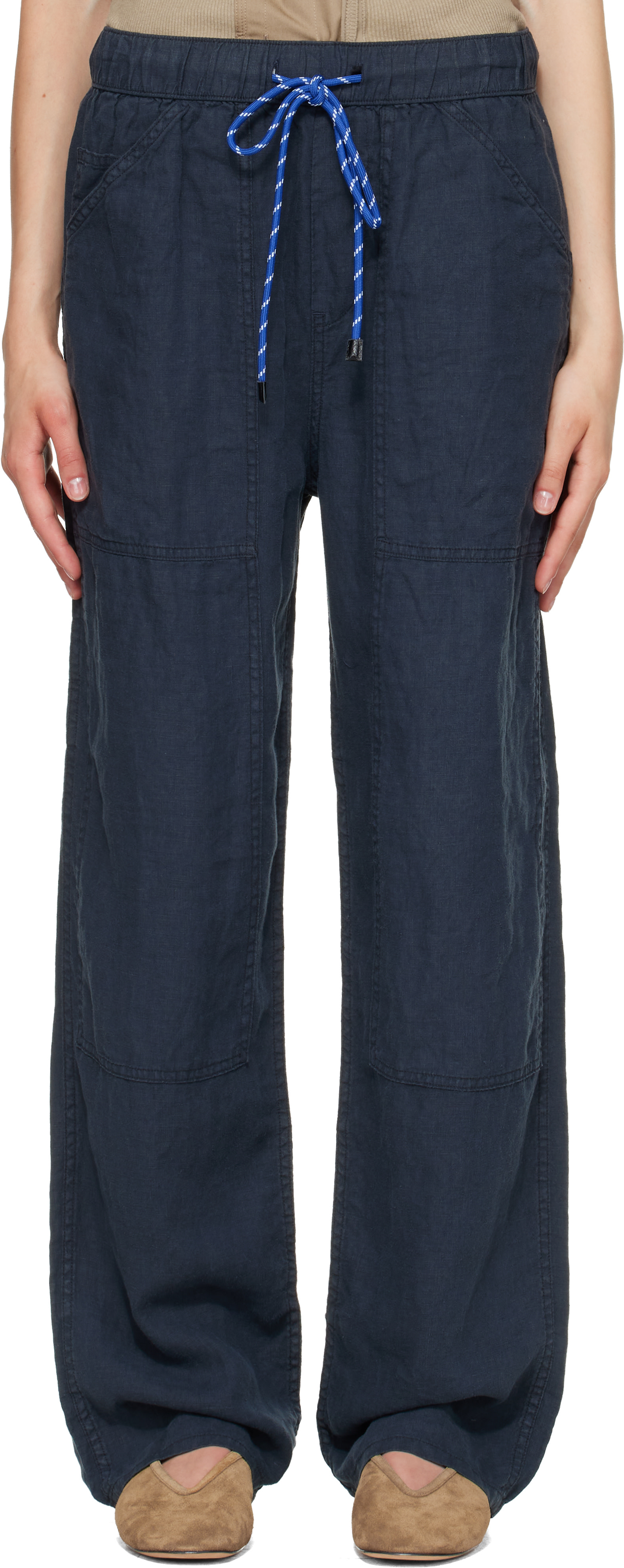 rag & bone: Navy Atlas Linen Trousers | SSENSE