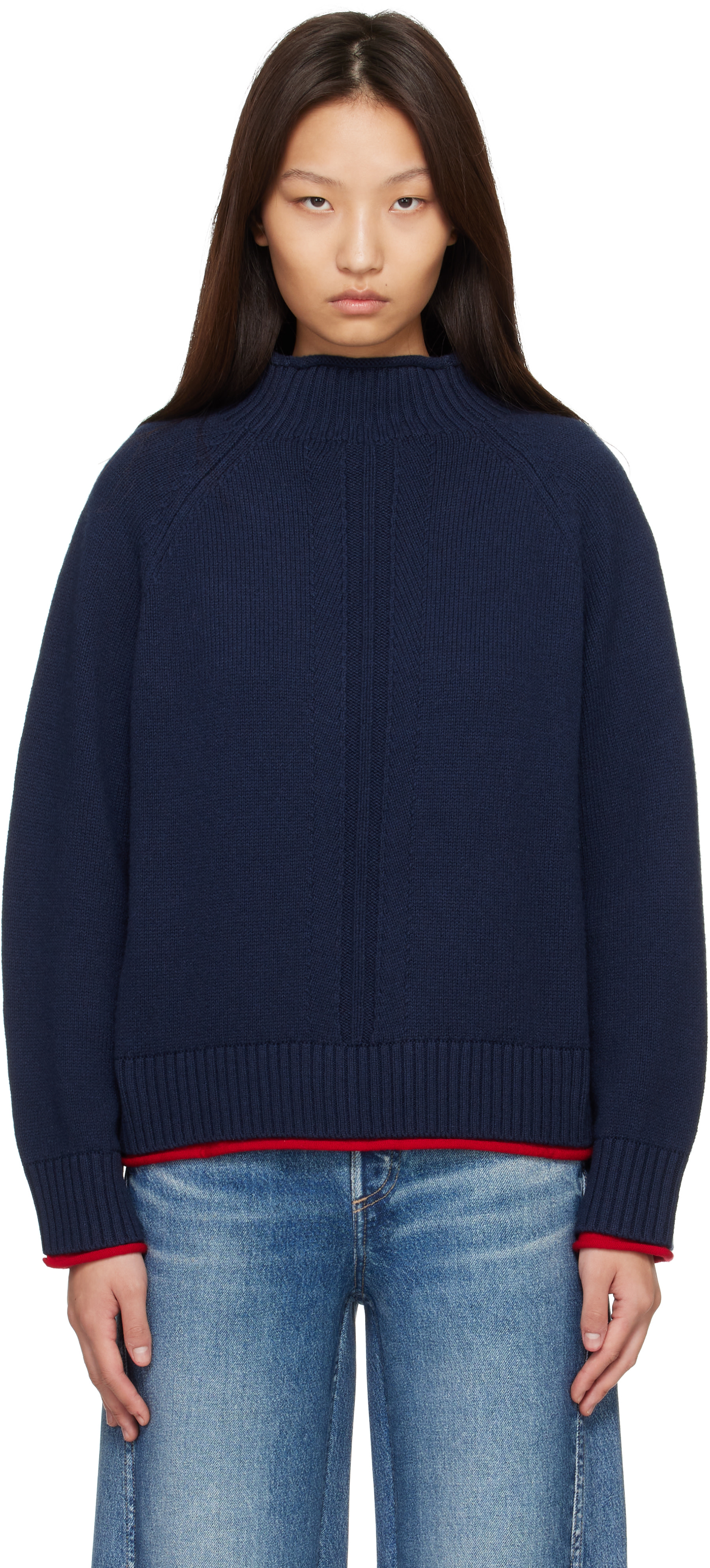 rag & bone - Pull Hazel bleu marine à col droit