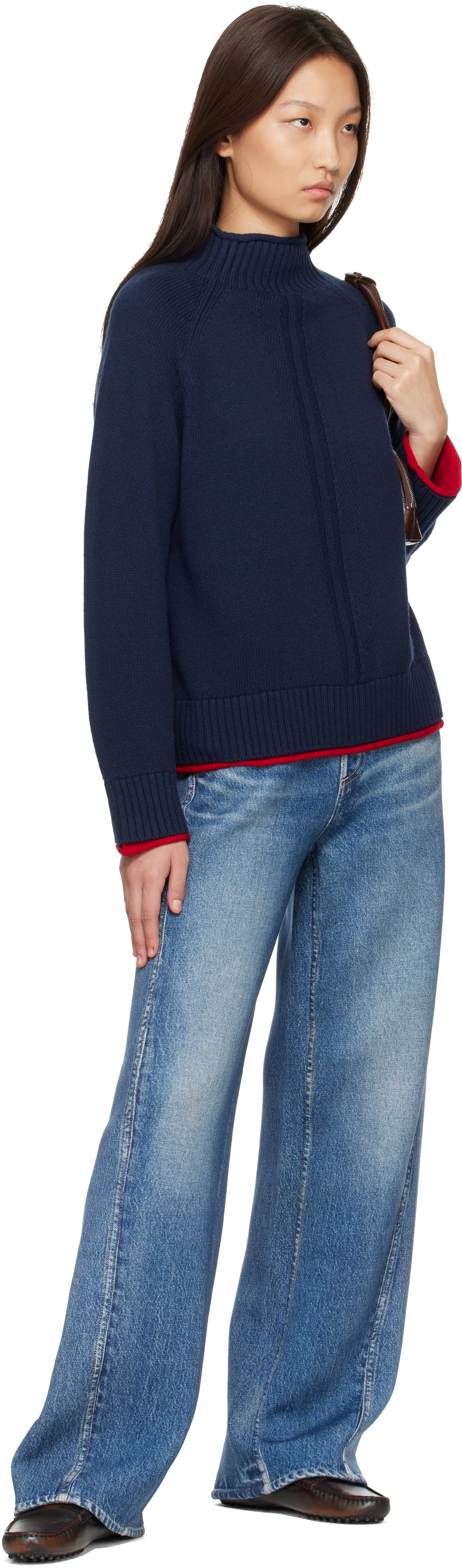 rag & bone - Pull Hazel bleu marine à col droit