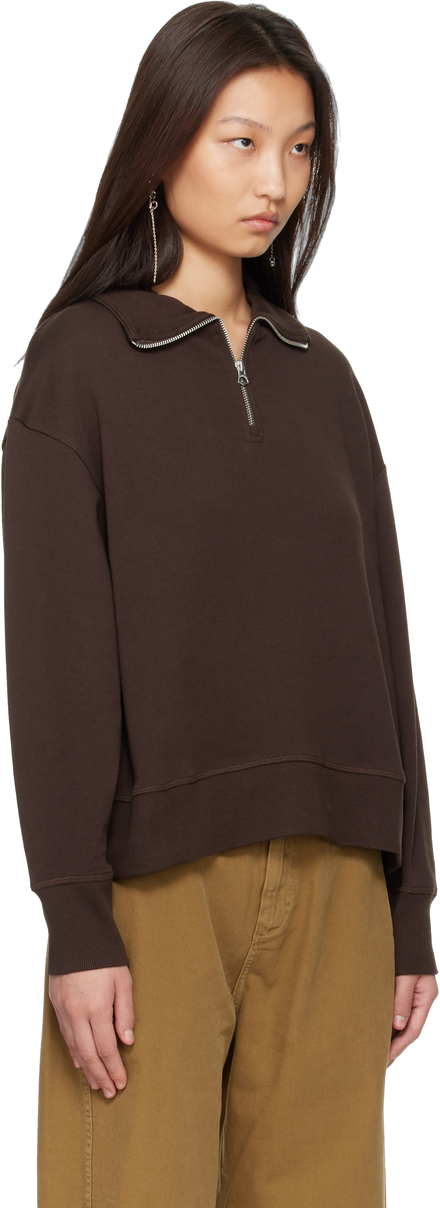 rag & bone - Pull molletonné brun en jersey bouclette