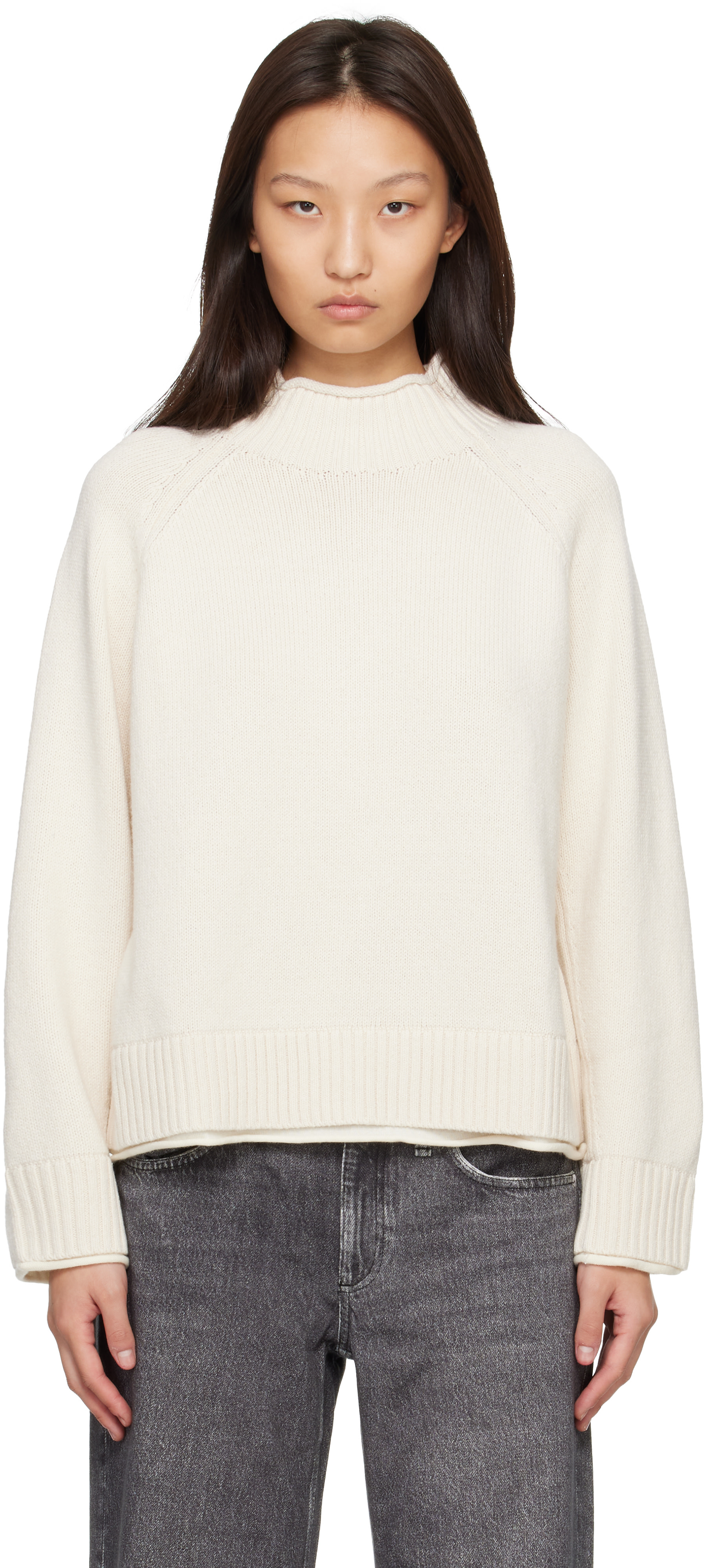 rag & bone - Pull Hazel blanc cassé à col droit