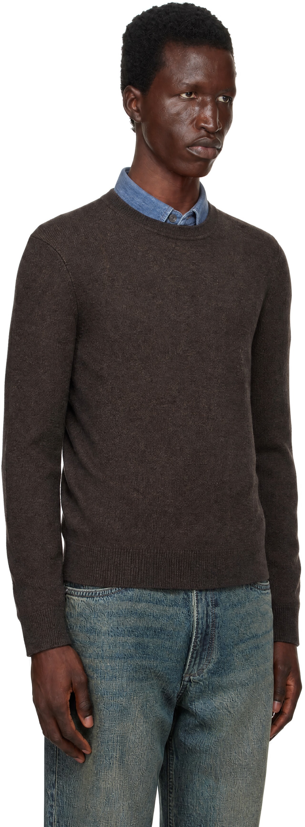 rag & bone - Pull Vernon brun en cachemire