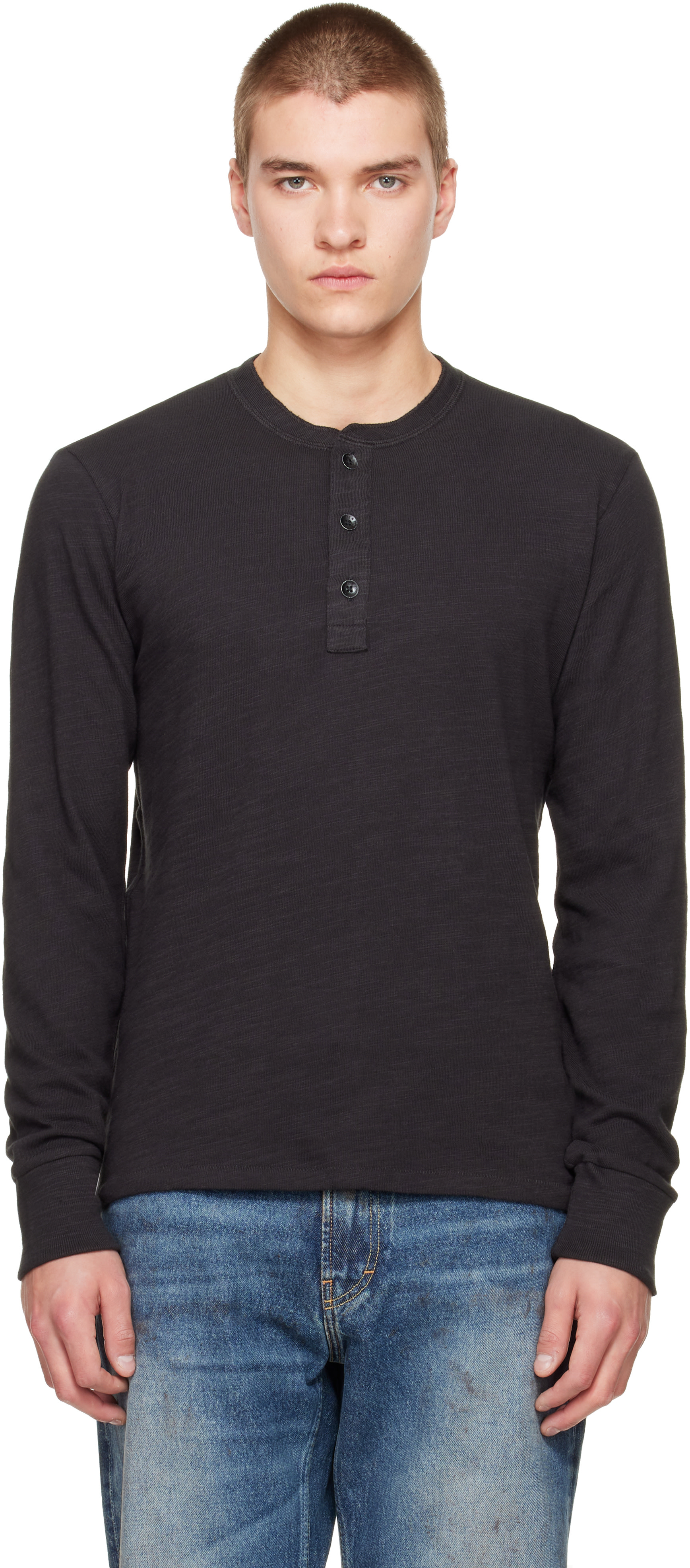 rag & bone - Black Classic Slub Henley