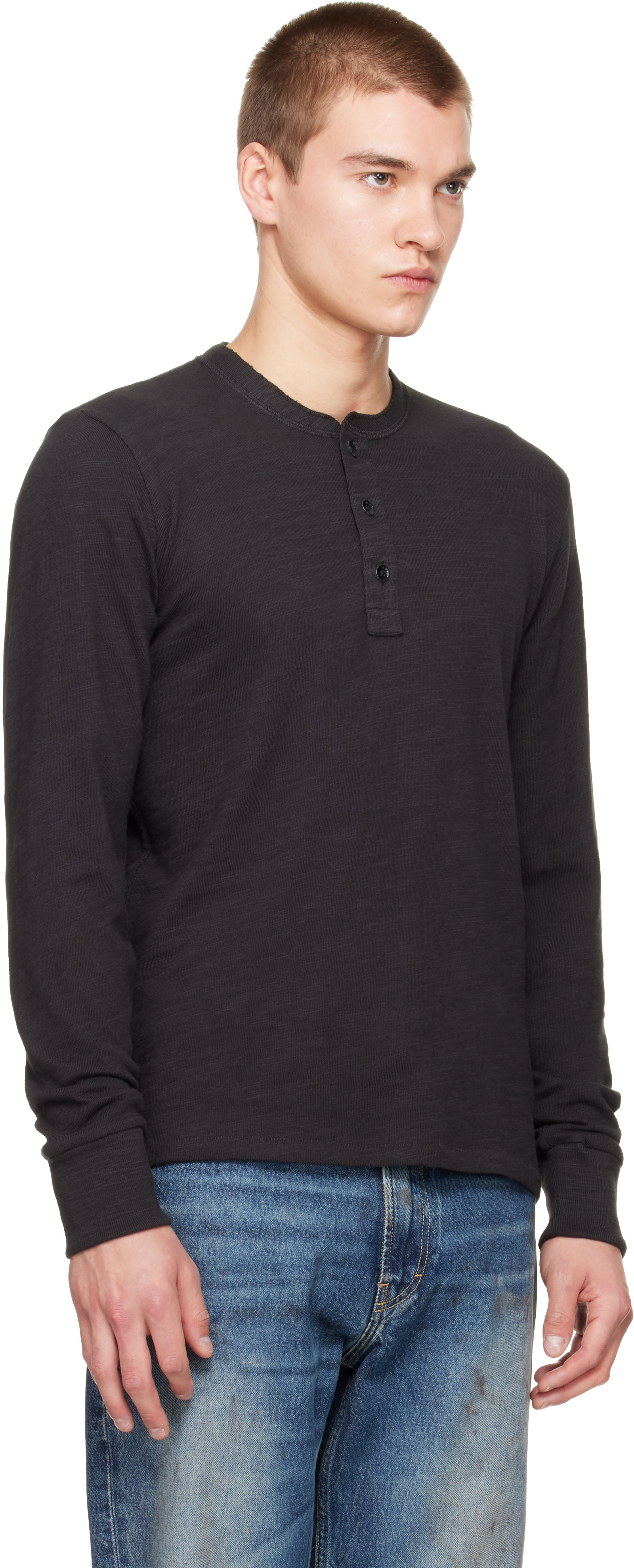 rag & bone - Black Classic Slub Henley