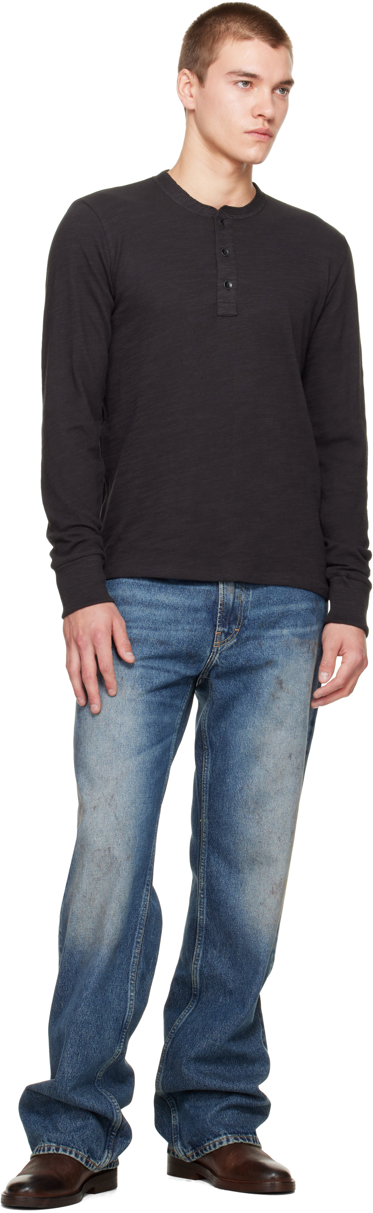 rag & bone - Black Classic Slub Henley