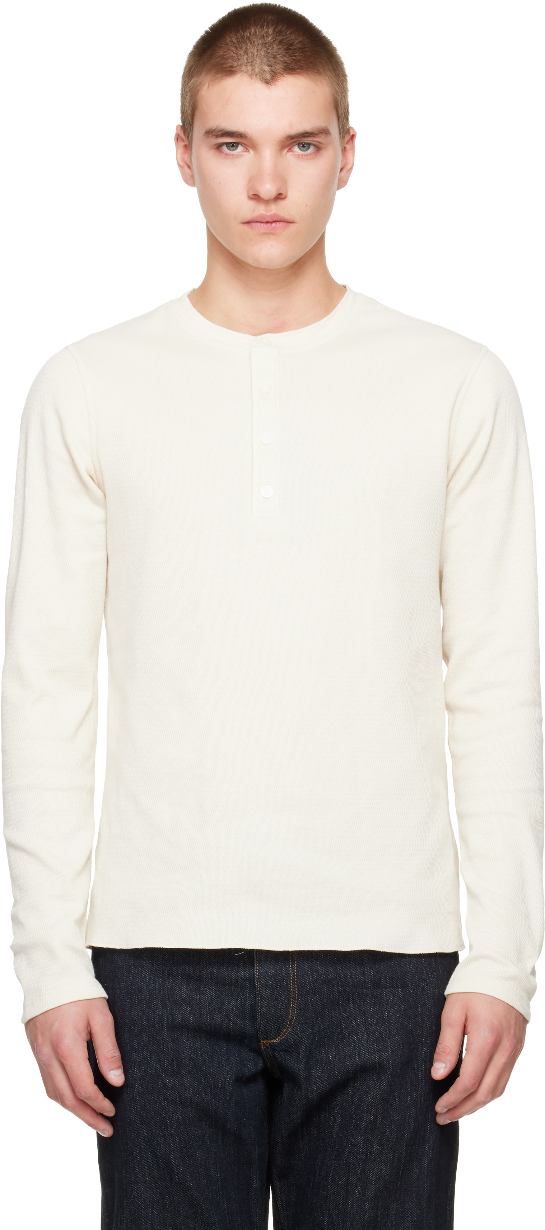 rag & bone - Off-White Classic Textured Knit Henley