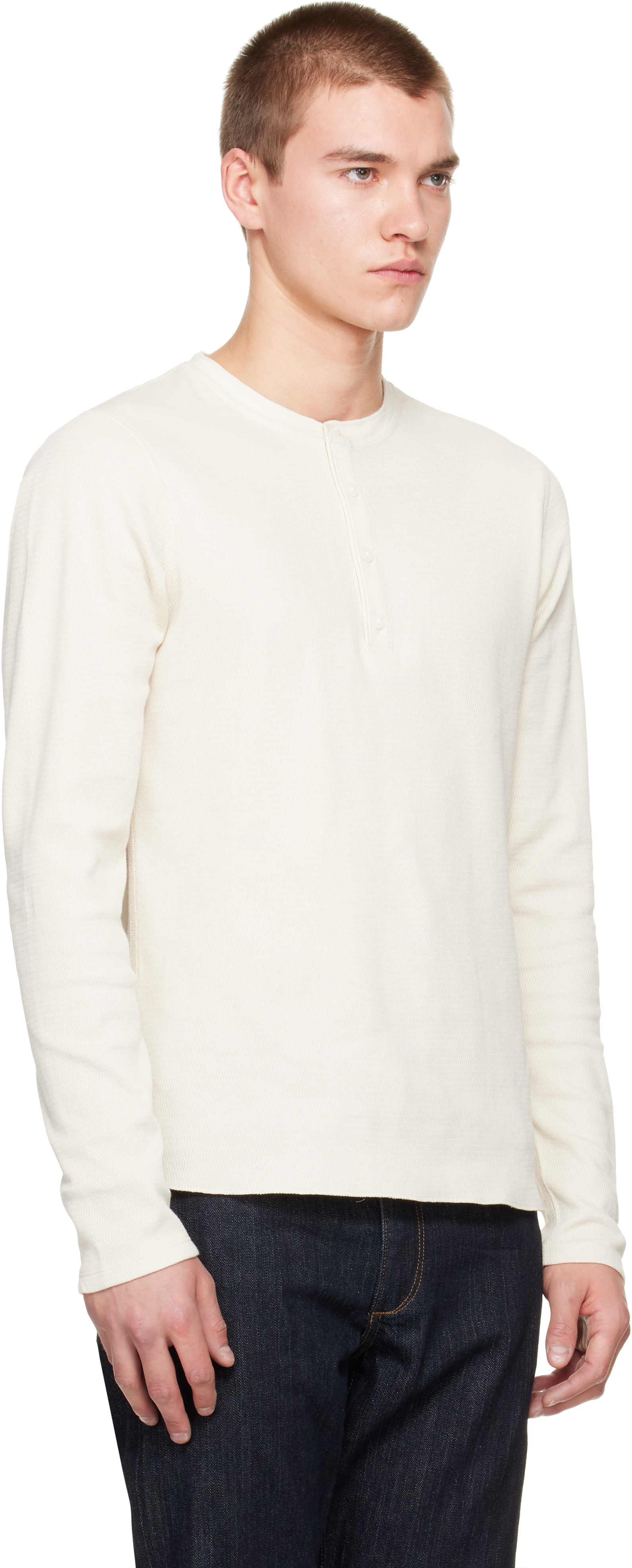 rag & bone - Off-White Classic Textured Knit Henley