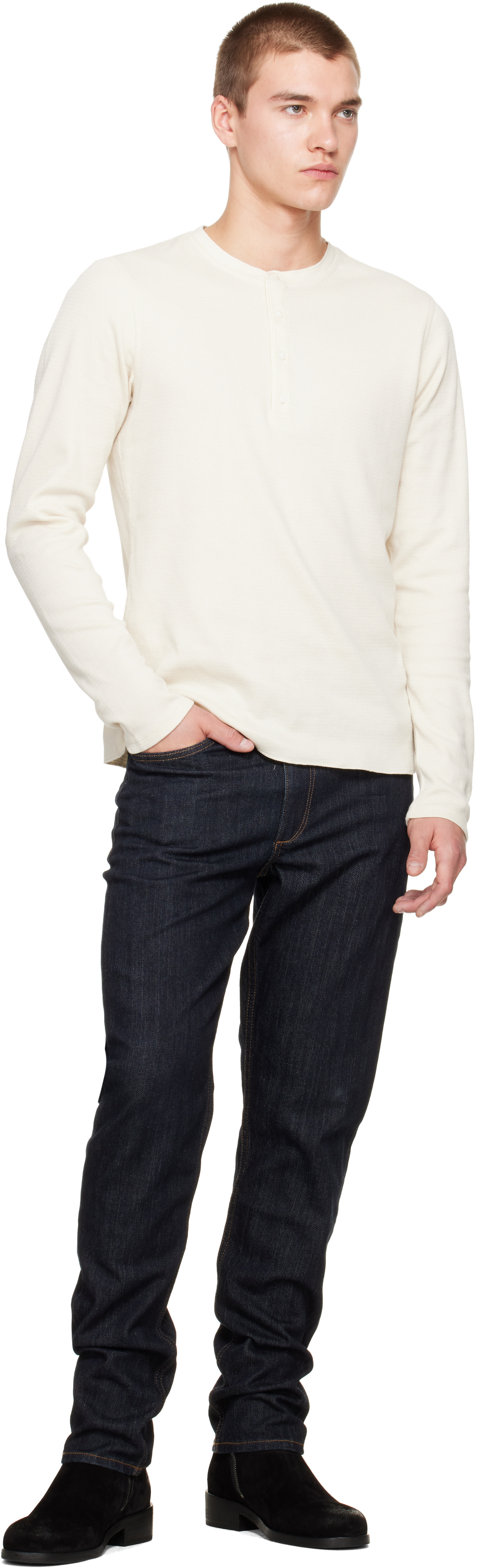 rag & bone - Off-White Classic Textured Knit Henley