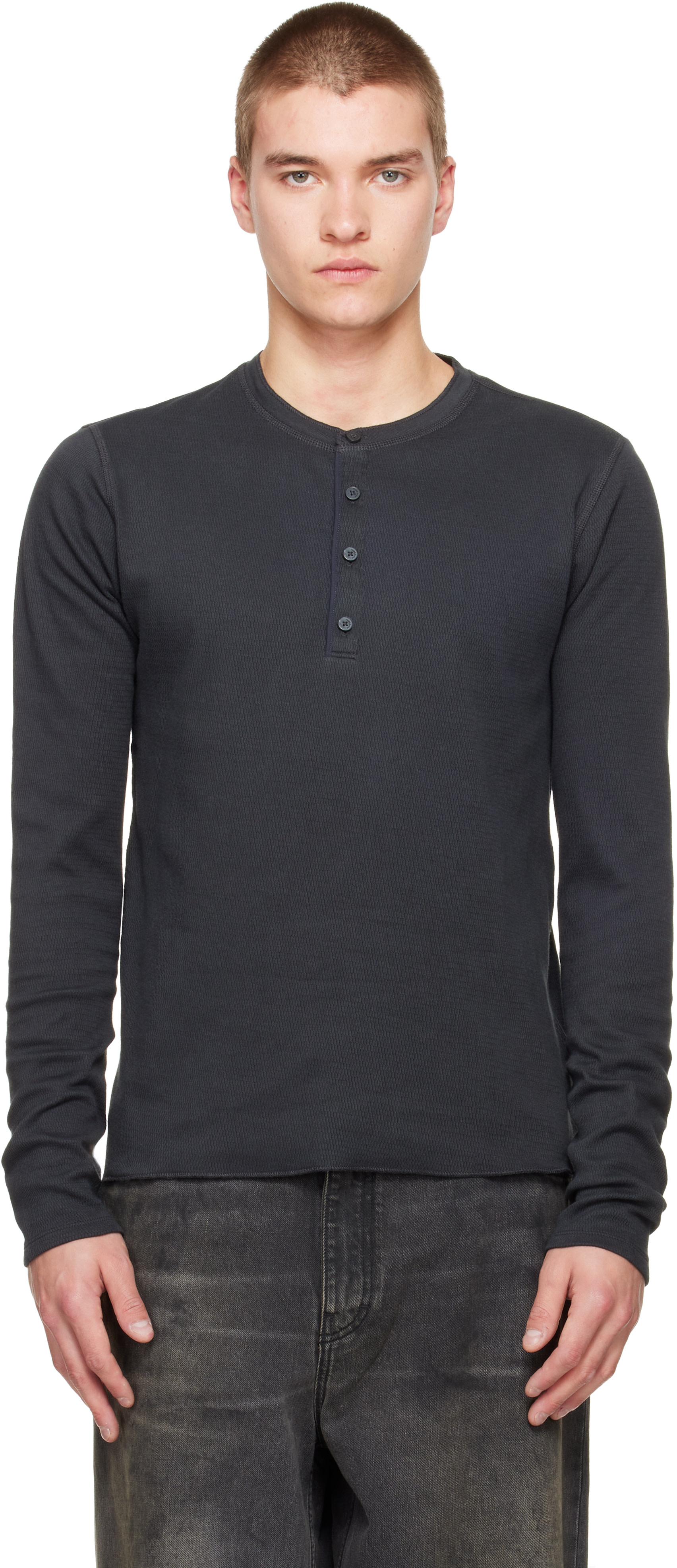 rag & bone - Black Classic Textured Knit Henley