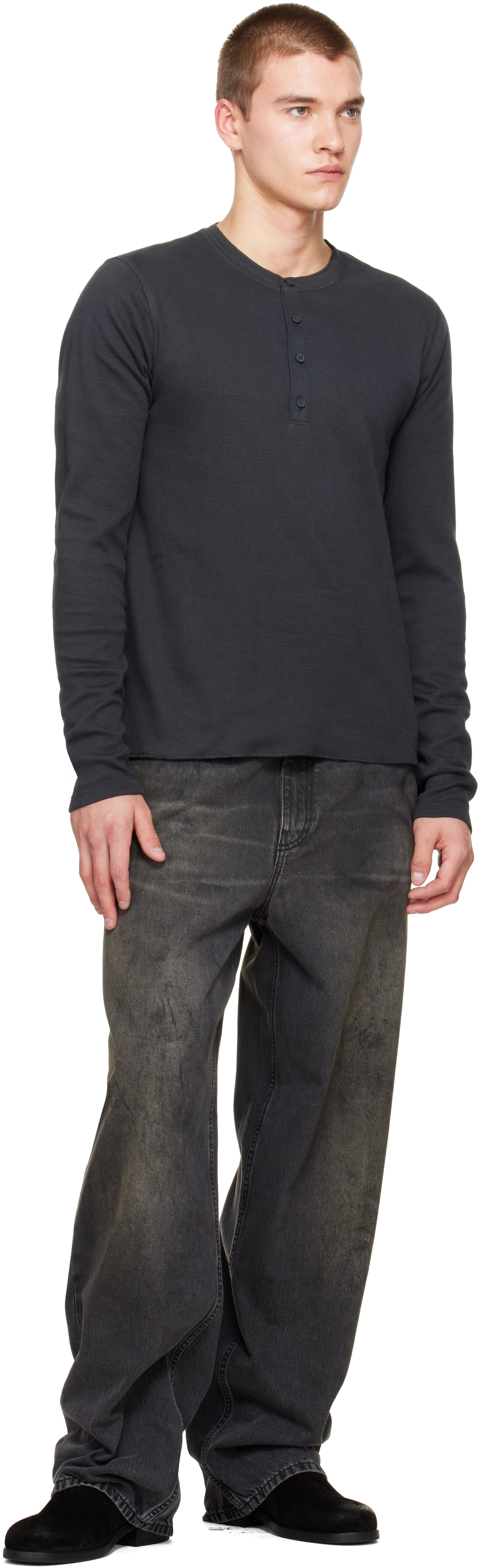 rag & bone - Black Classic Textured Knit Henley