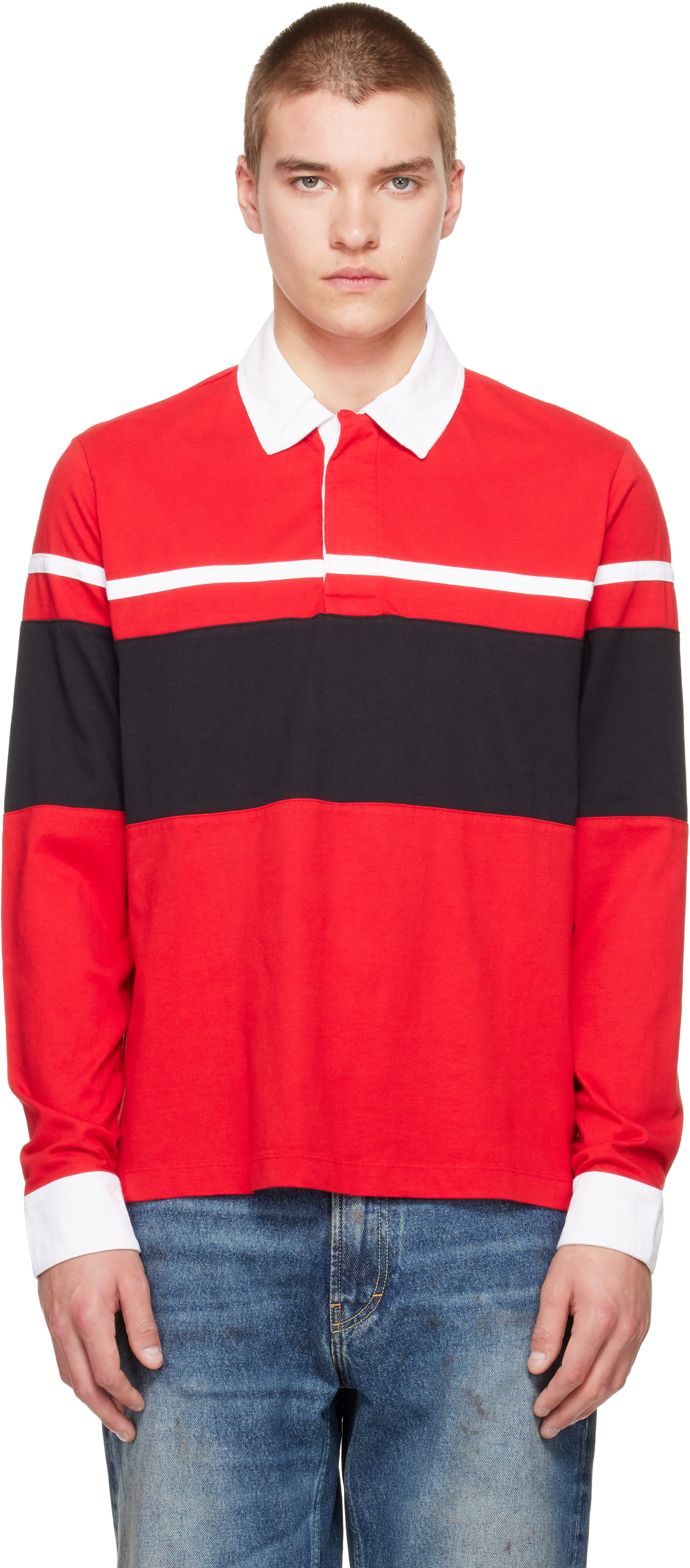 rag & bone - Red Striped Rugby Polo