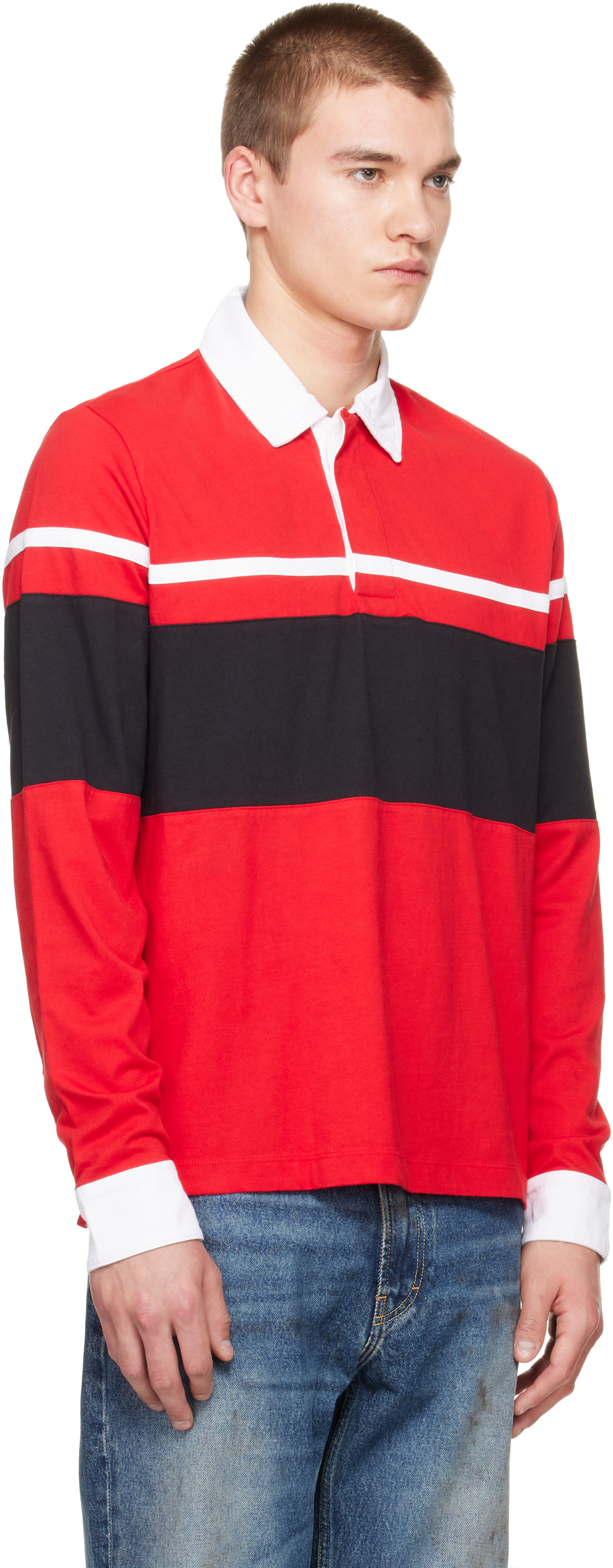rag & bone - Red Striped Rugby Polo