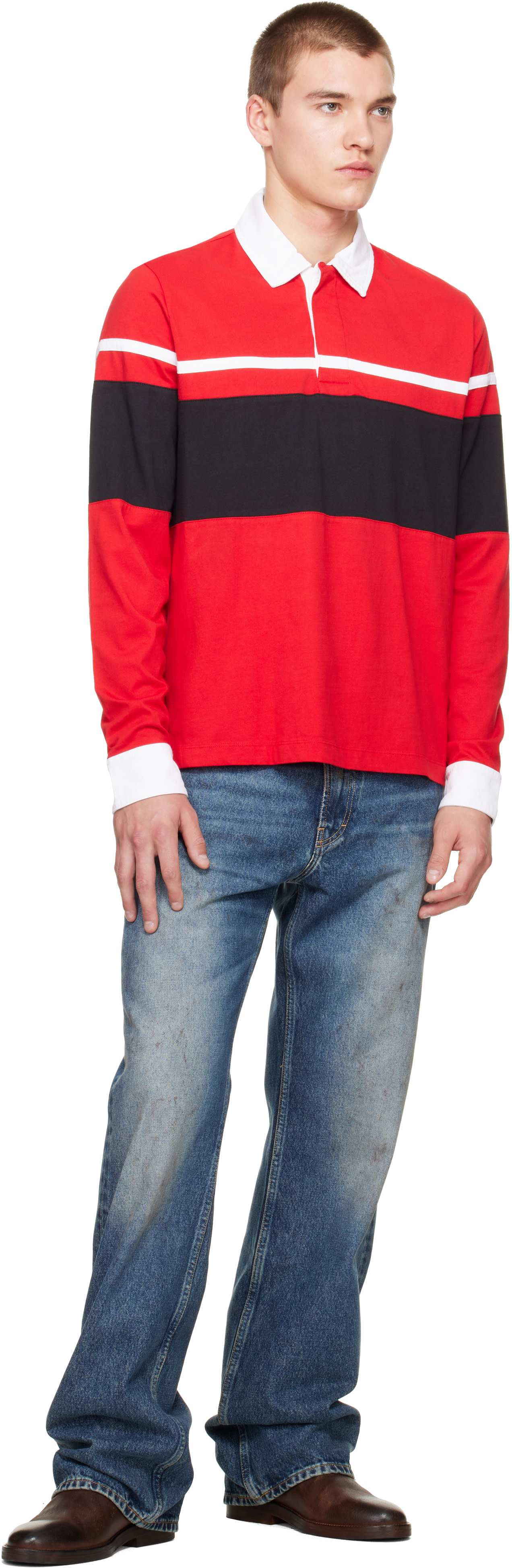 rag & bone - Red Striped Rugby Polo