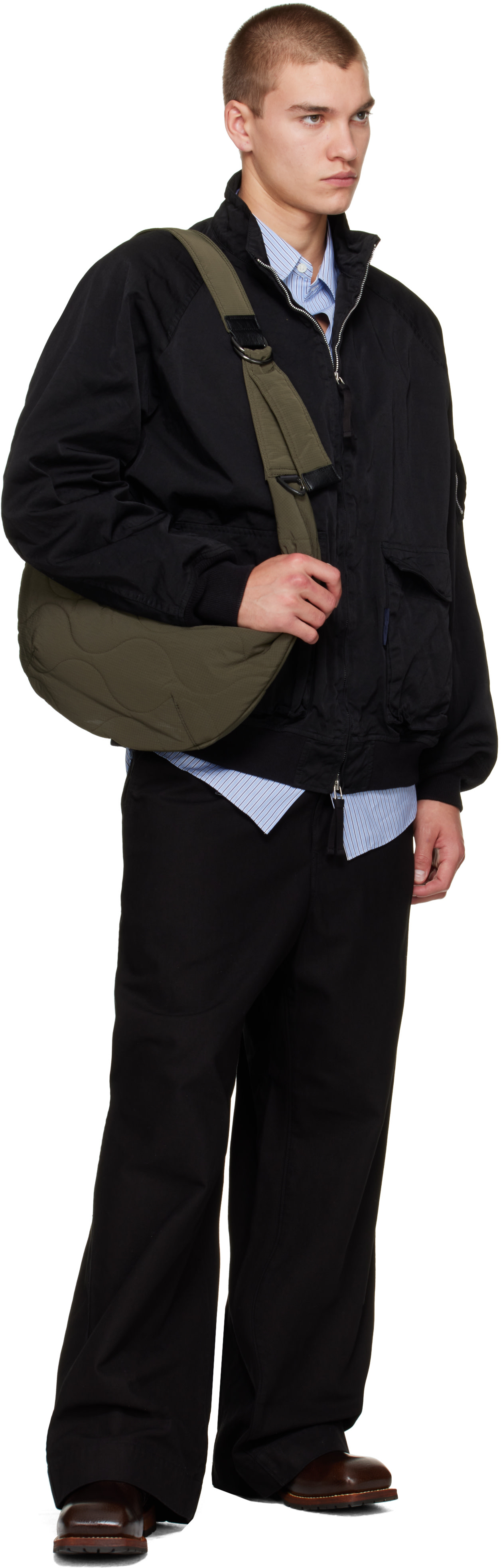COMME des GARÇONS HOMME メッセンジャーバッグ Comme des Garçons Homme: Khaki Nylon Ripstop Messenger Bag | SSENSE