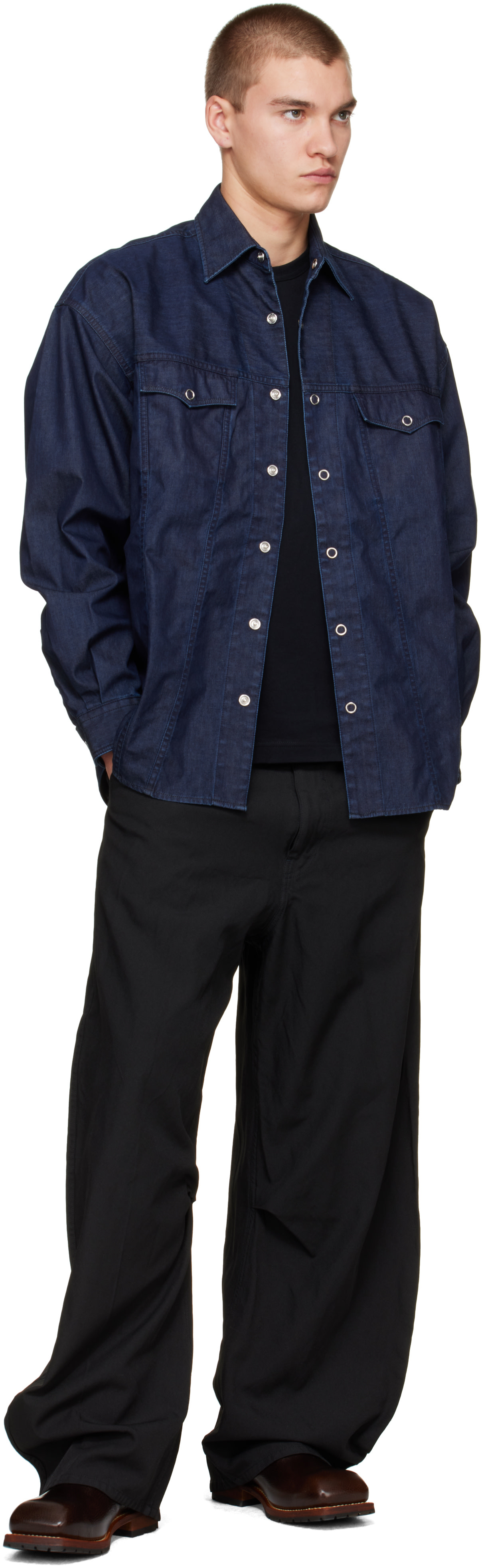 Comme des Garçons Homme - 네이비 라이트오즈 라미네이트 데님 재킷