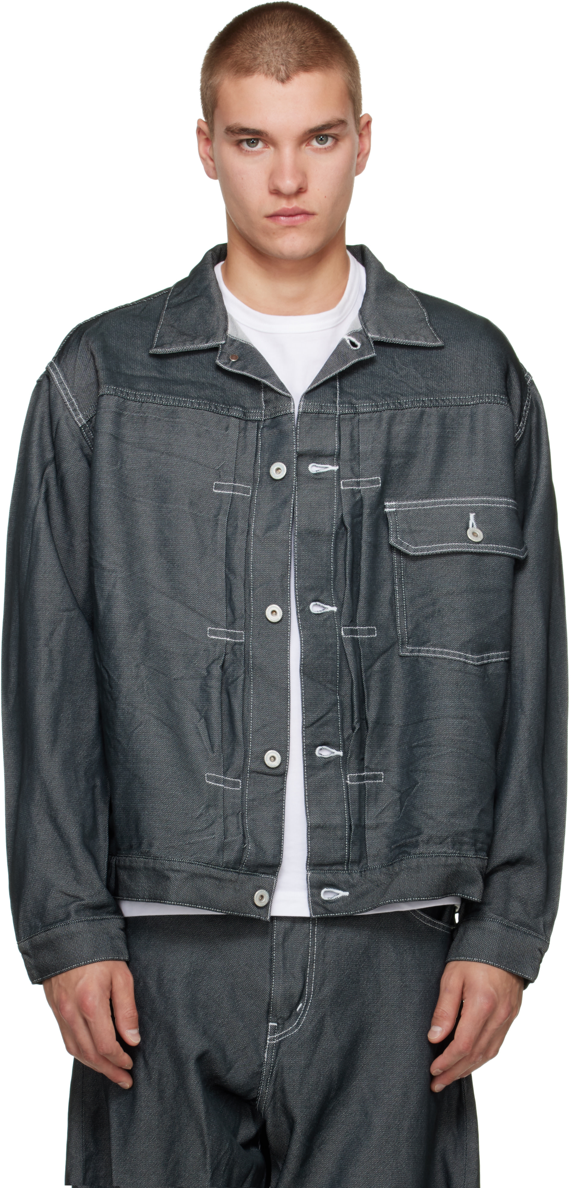 Comme des Garçons Homme - Gray Polyester Denim Jacket