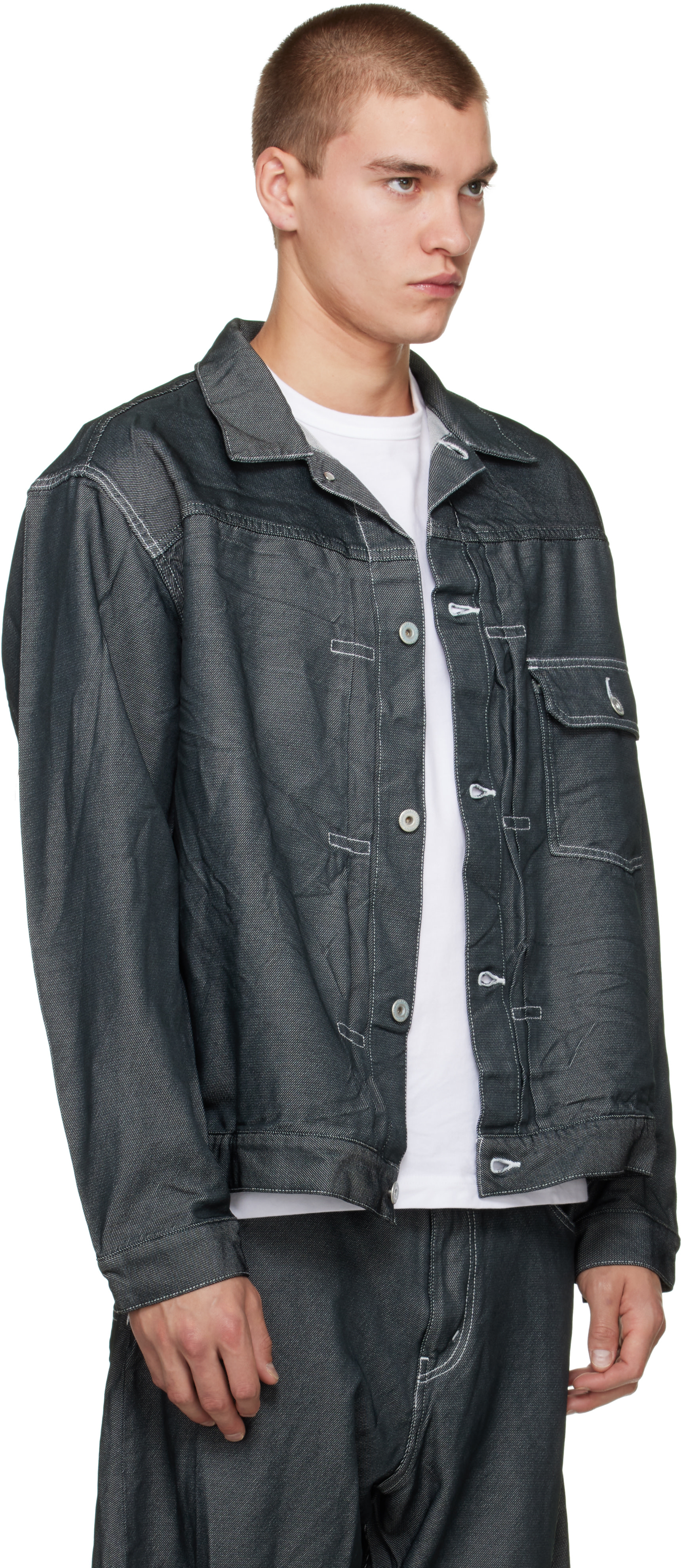 Comme des Garçons Homme - Gray Polyester Denim Jacket
