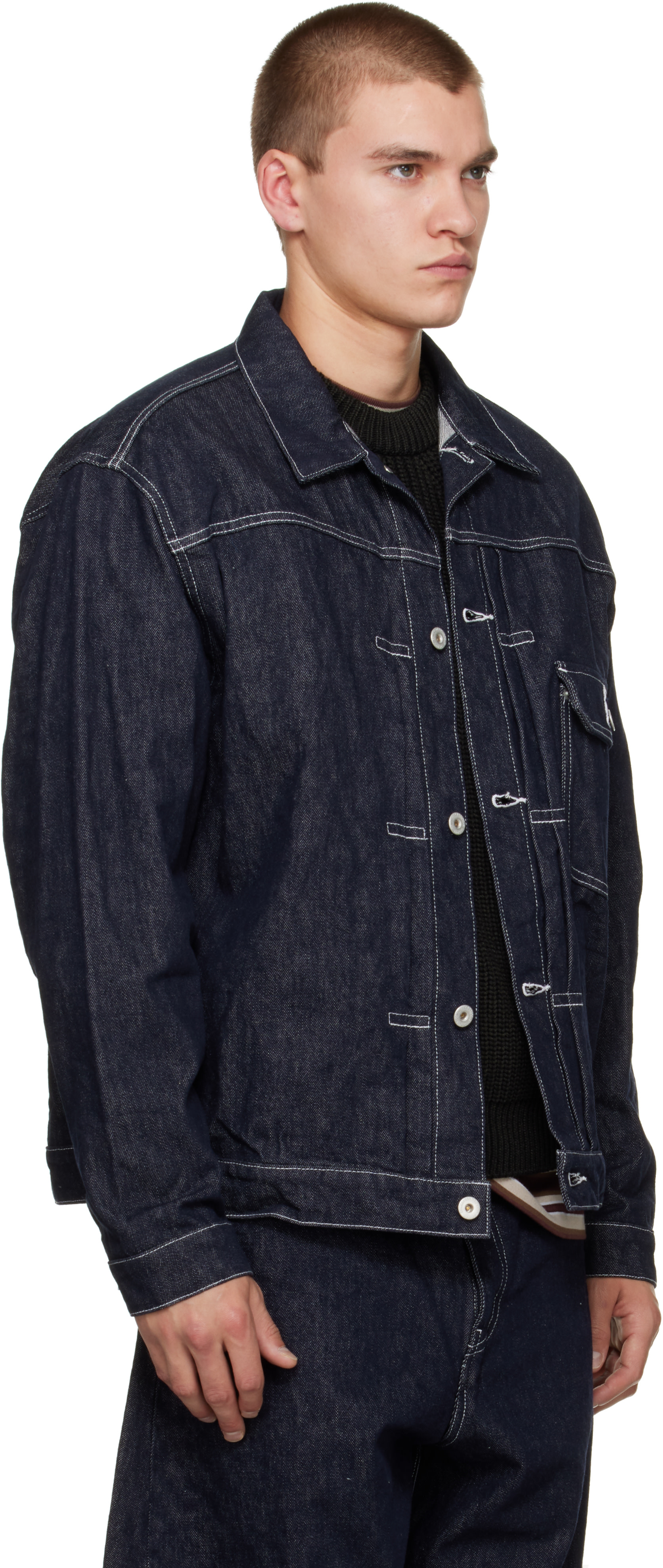 Comme des Garçons Homme - 네이비 리액티브 데님 재킷