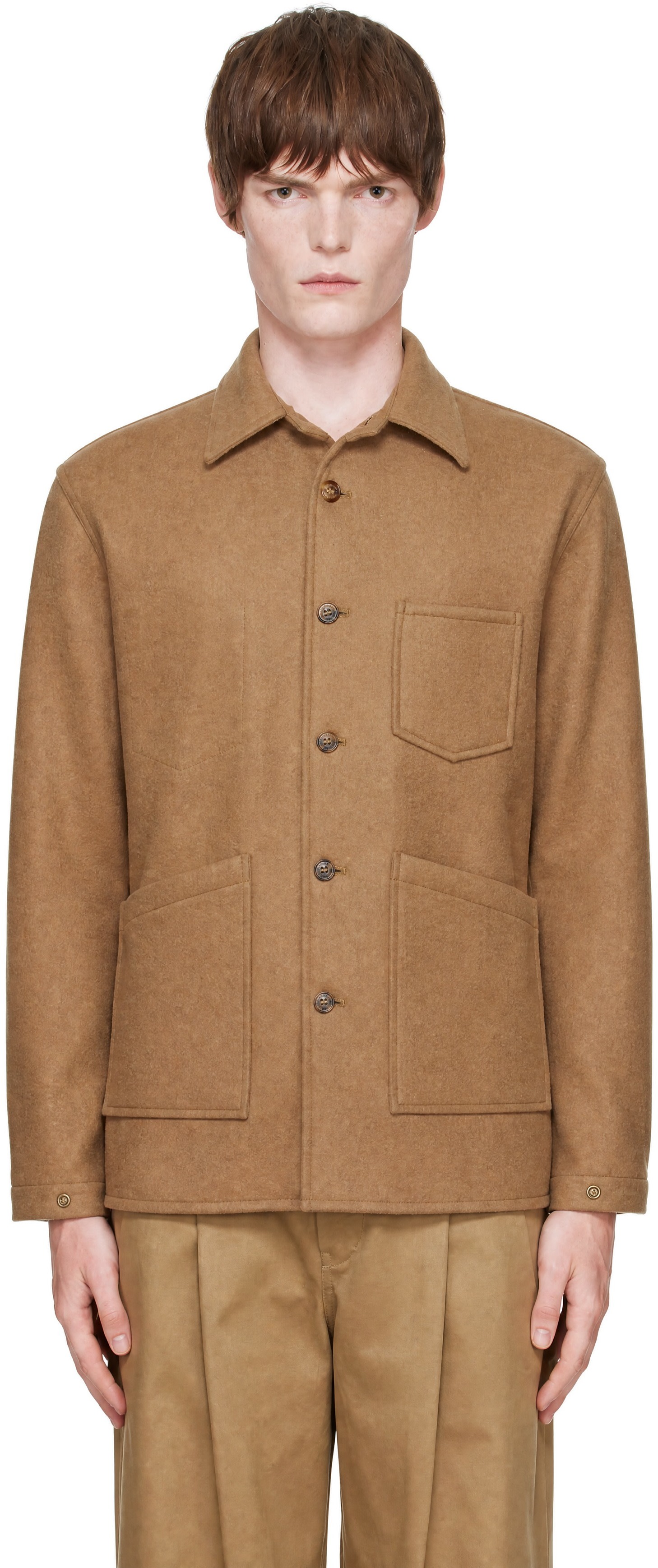 Comme des Garçons Homme - Tan Wool Beaver Bonding Jacket