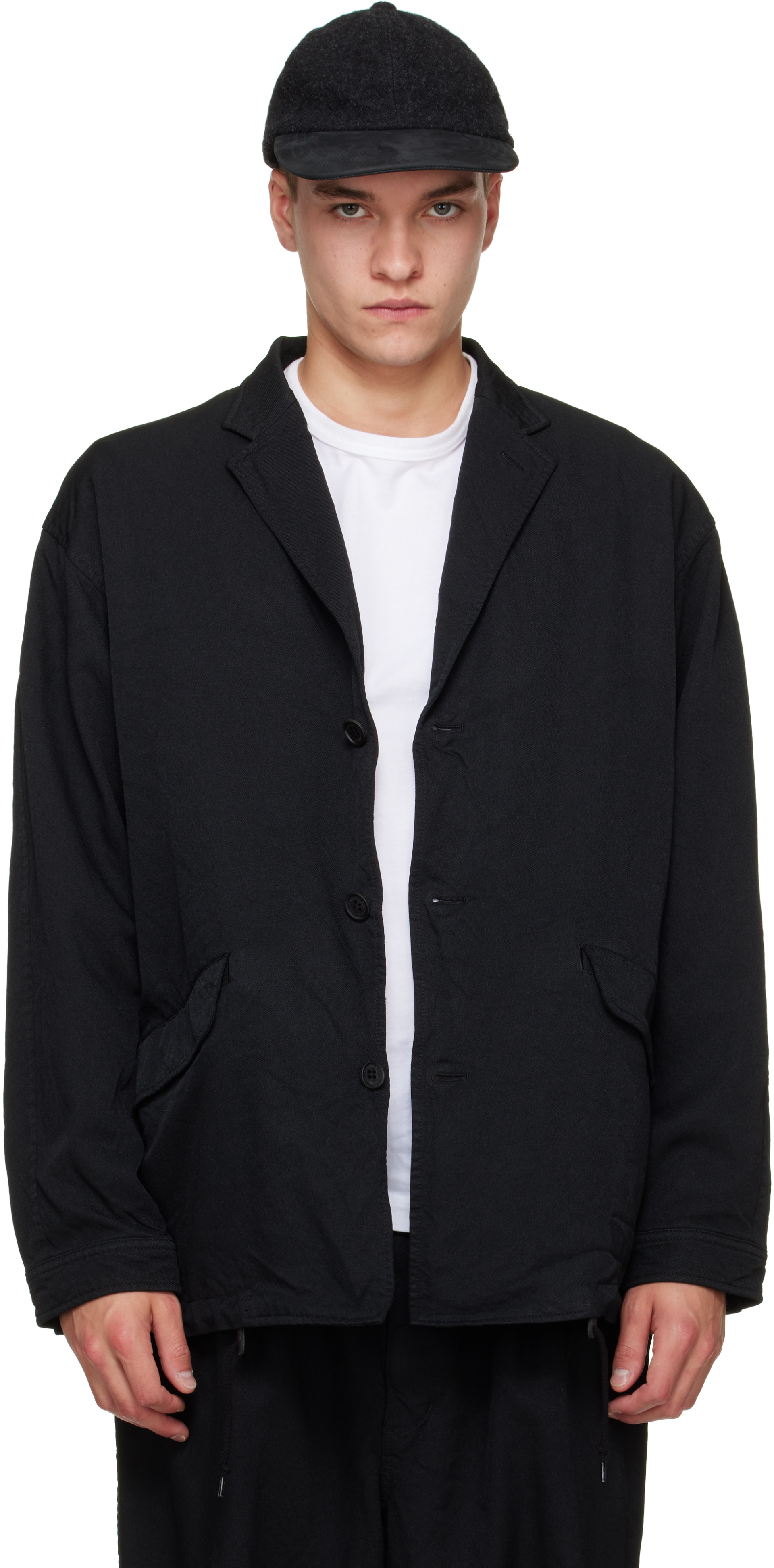 Comme des Garçons Homme - 블랙 폴리에스터 서지 블레이저