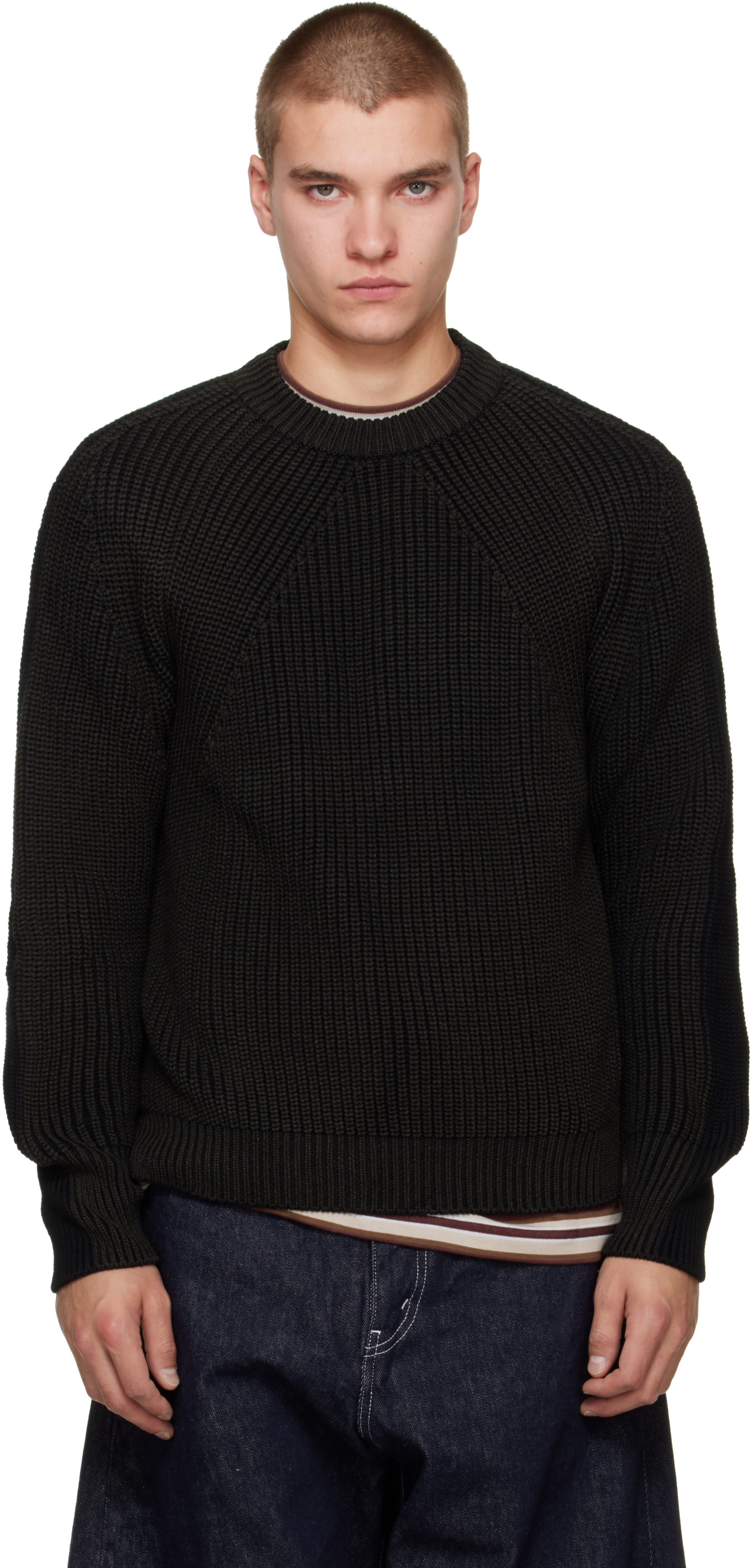 Comme des Garçons Homme: ブラック Wool Worsted セーター | SSENSE 日本