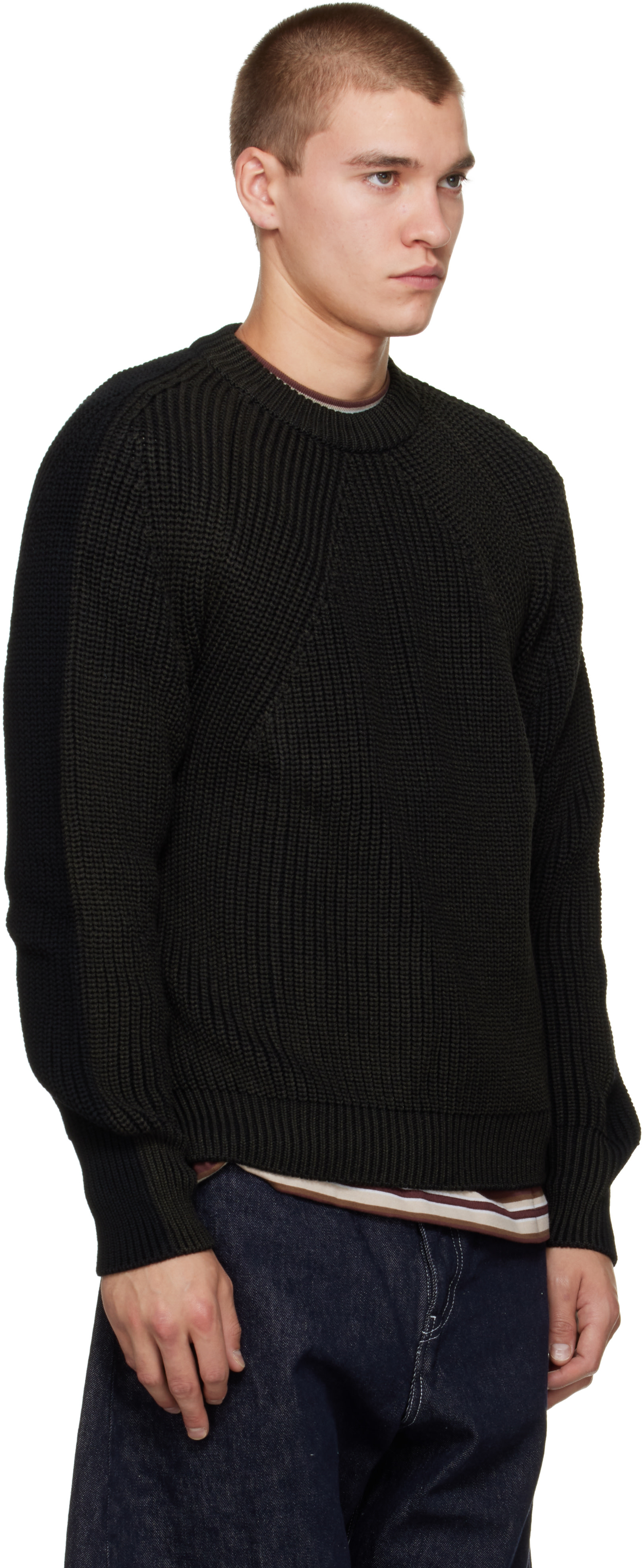 Comme des Garçons Homme: ブラック Wool Worsted セーター | SSENSE 日本