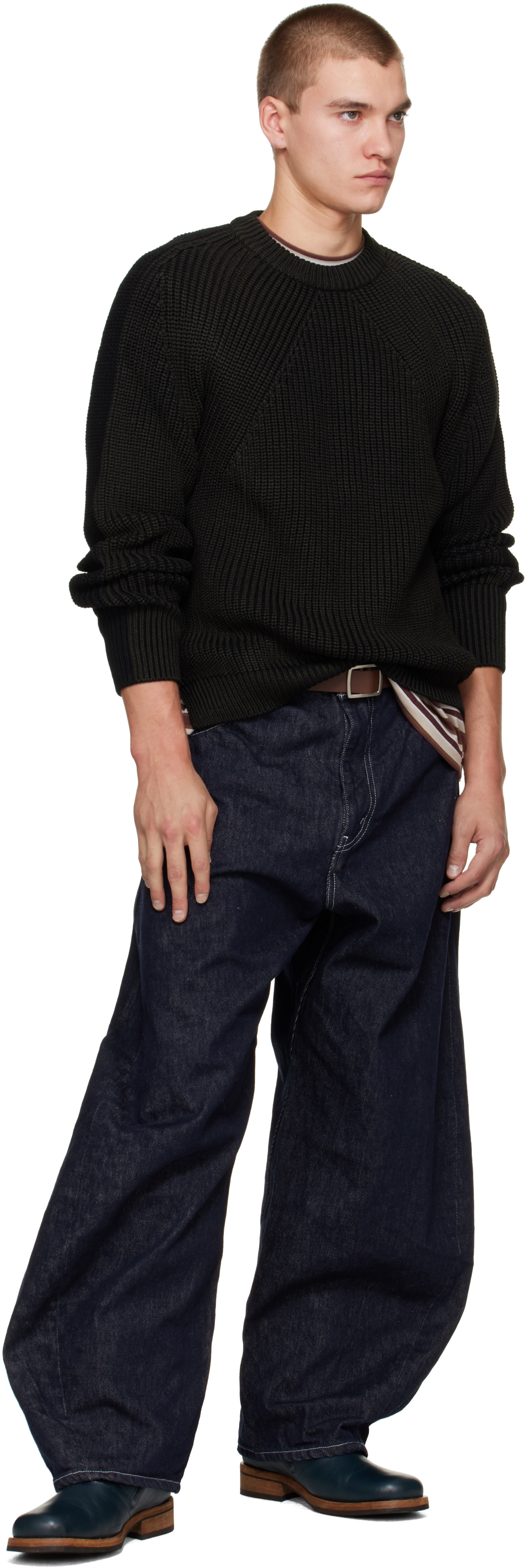 Comme des Garçons Homme: ブラック Wool Worsted セーター | SSENSE 日本