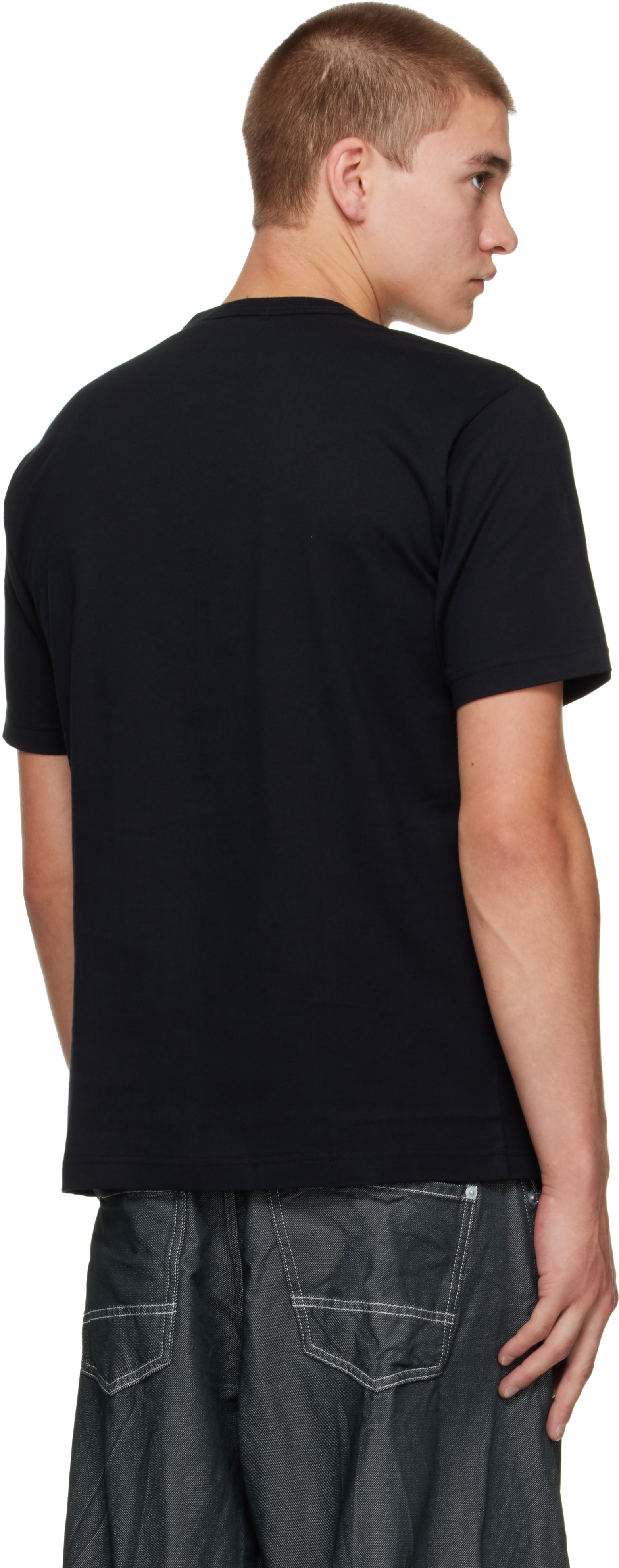 Comme des Garçons Homme: Black 'Homme' Chest Logo Cotton T-shirt