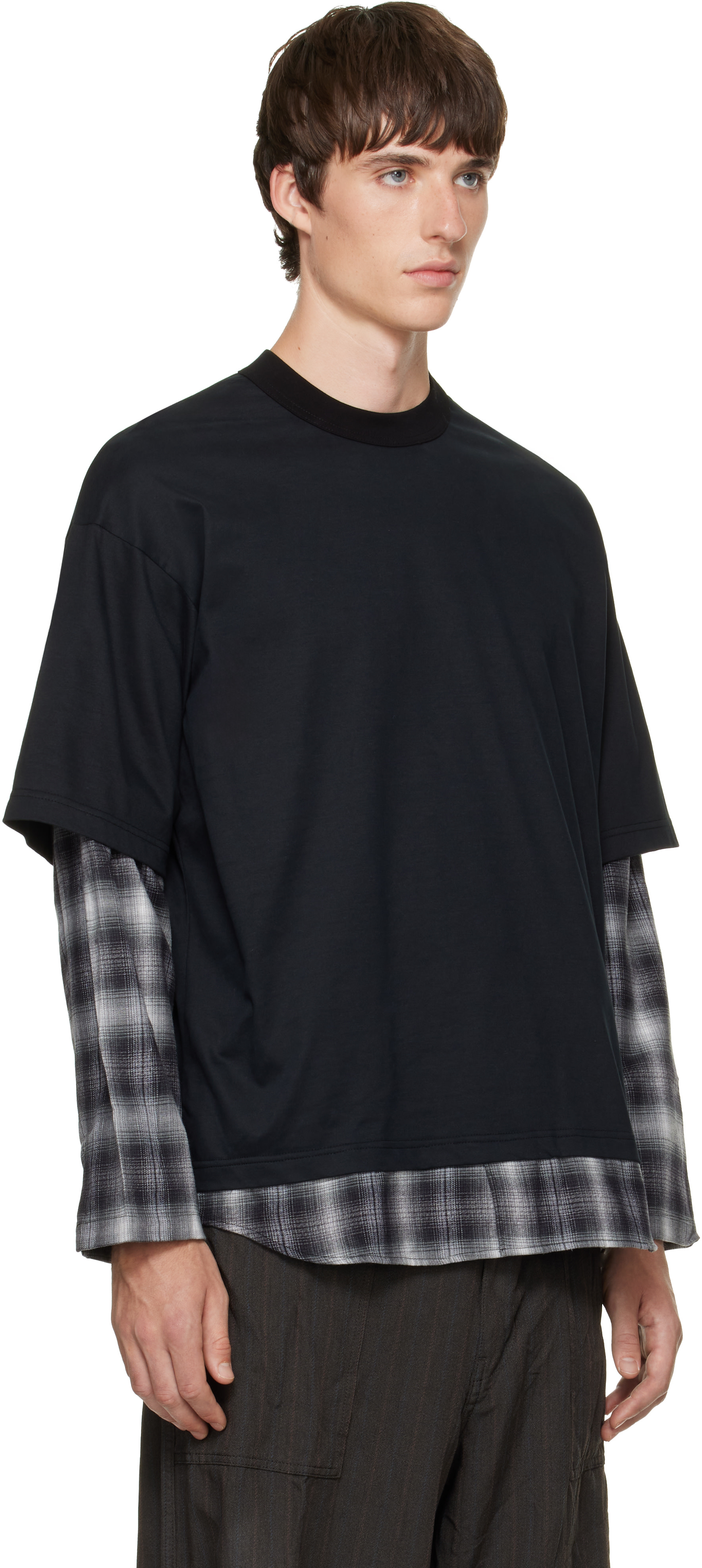 Comme des Garçons Homme: Black & Gray Cotton Jersey Ombre Check