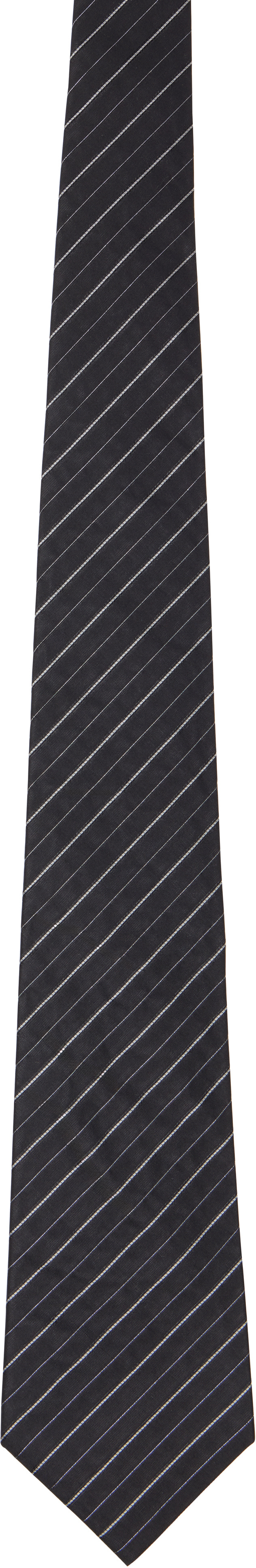 Comme des Garçons Homme Deux: ブラック Thin Stripe ネクタイ