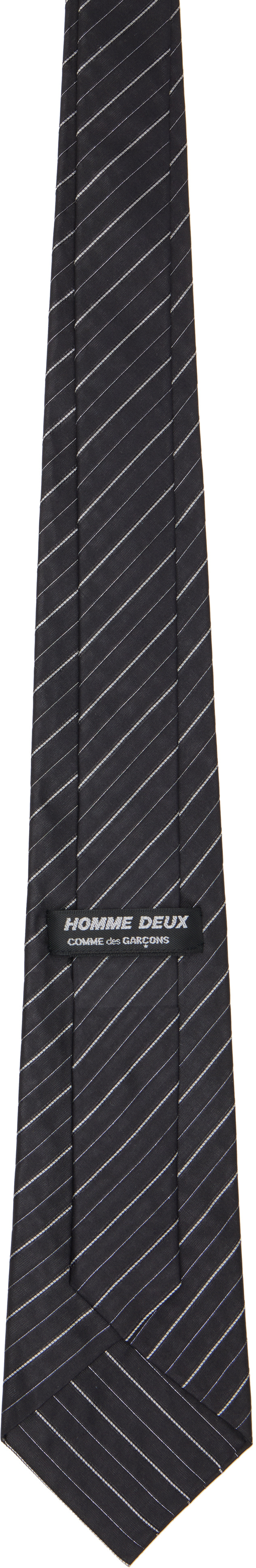 Comme des Garçons Homme Deux: ブラック Thin Stripe ネクタイ