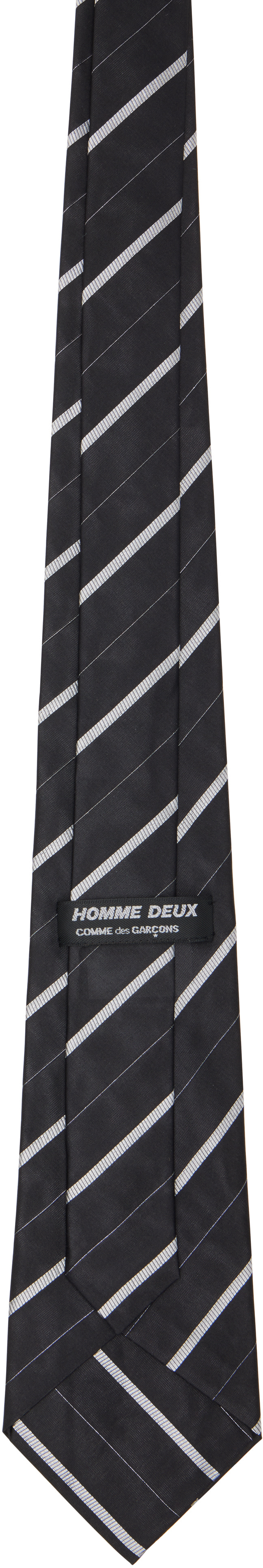 Comme des Garçons Homme Deux: ブラック Thick Stripe ネクタイ
