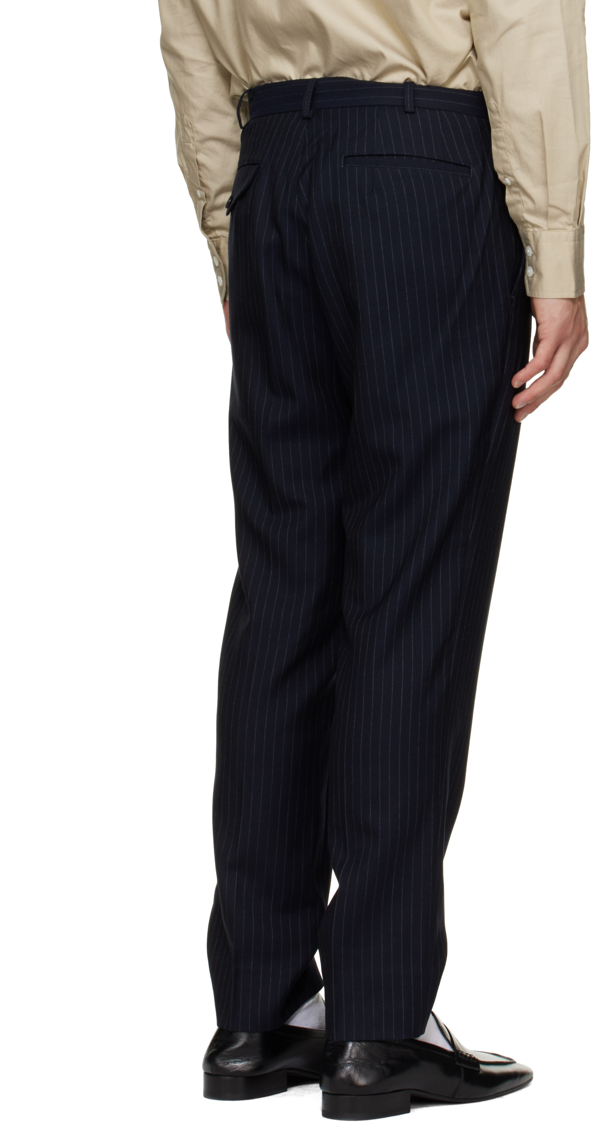 Comme des Garçons Homme Deux: Navy Wool Cashmere Pinstripe