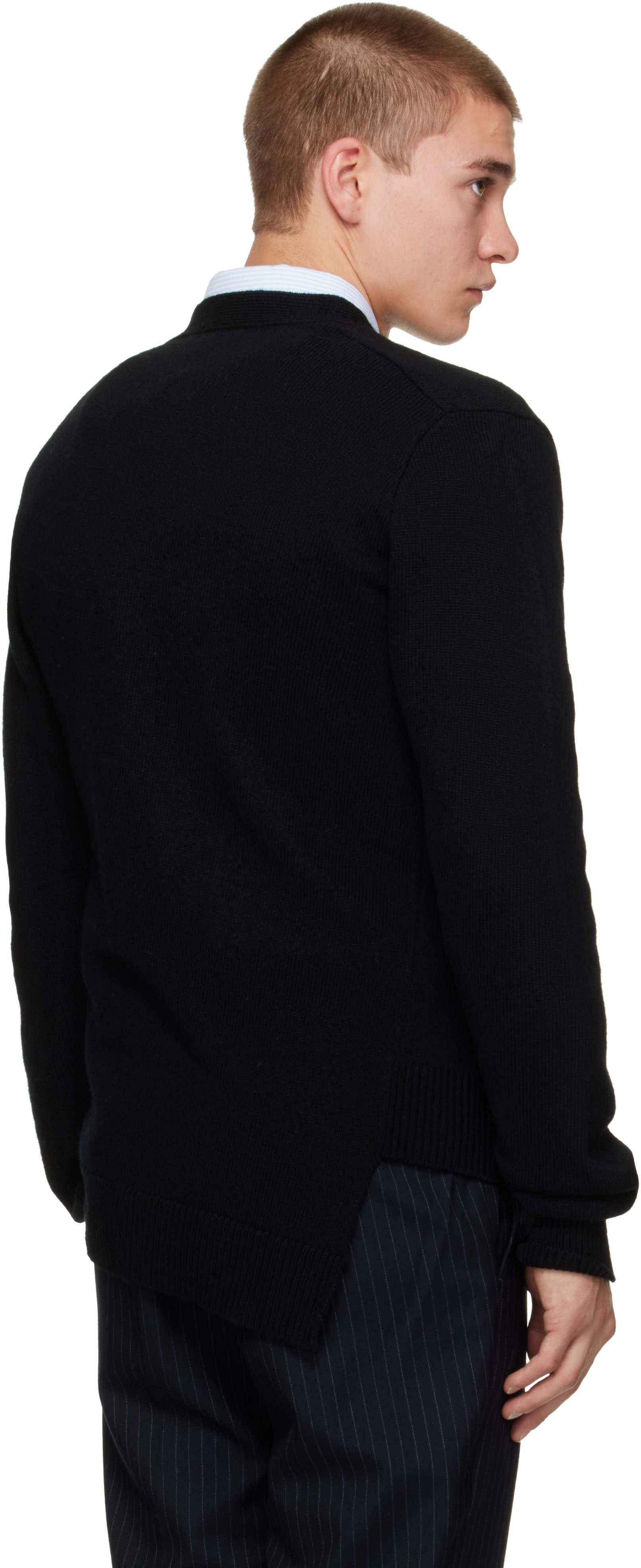 Comme des Garçons Homme Deux: Black Wool Cardigan | SSENSE Canada