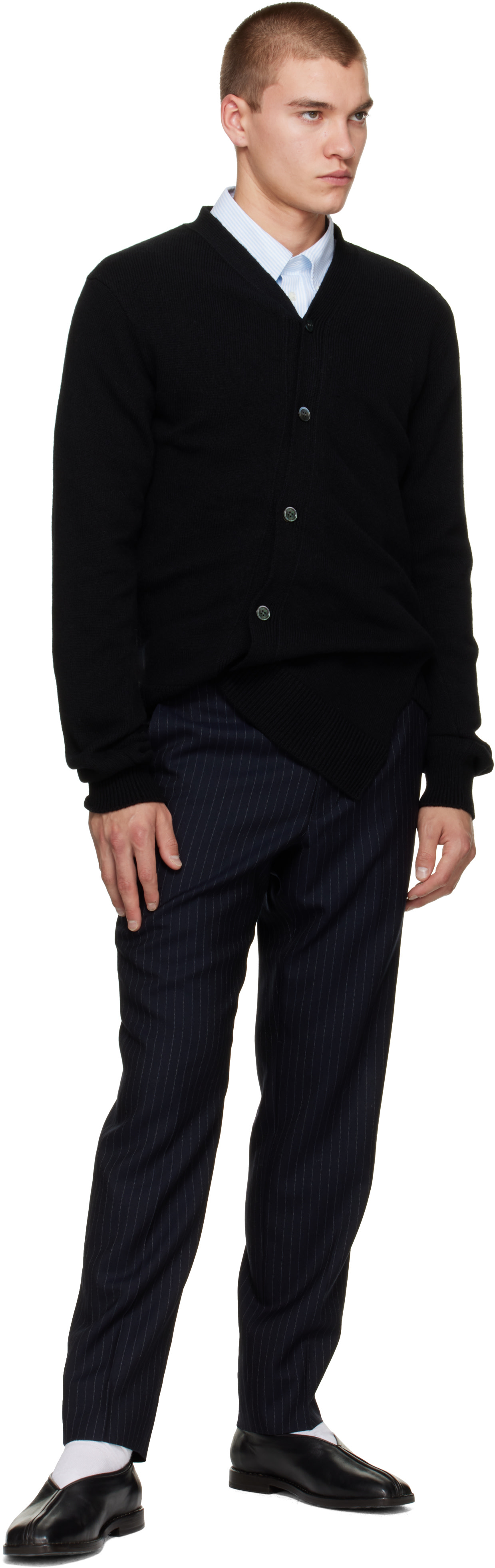 Comme des Garçons Homme Deux: Black Wool Cardigan | SSENSE Canada