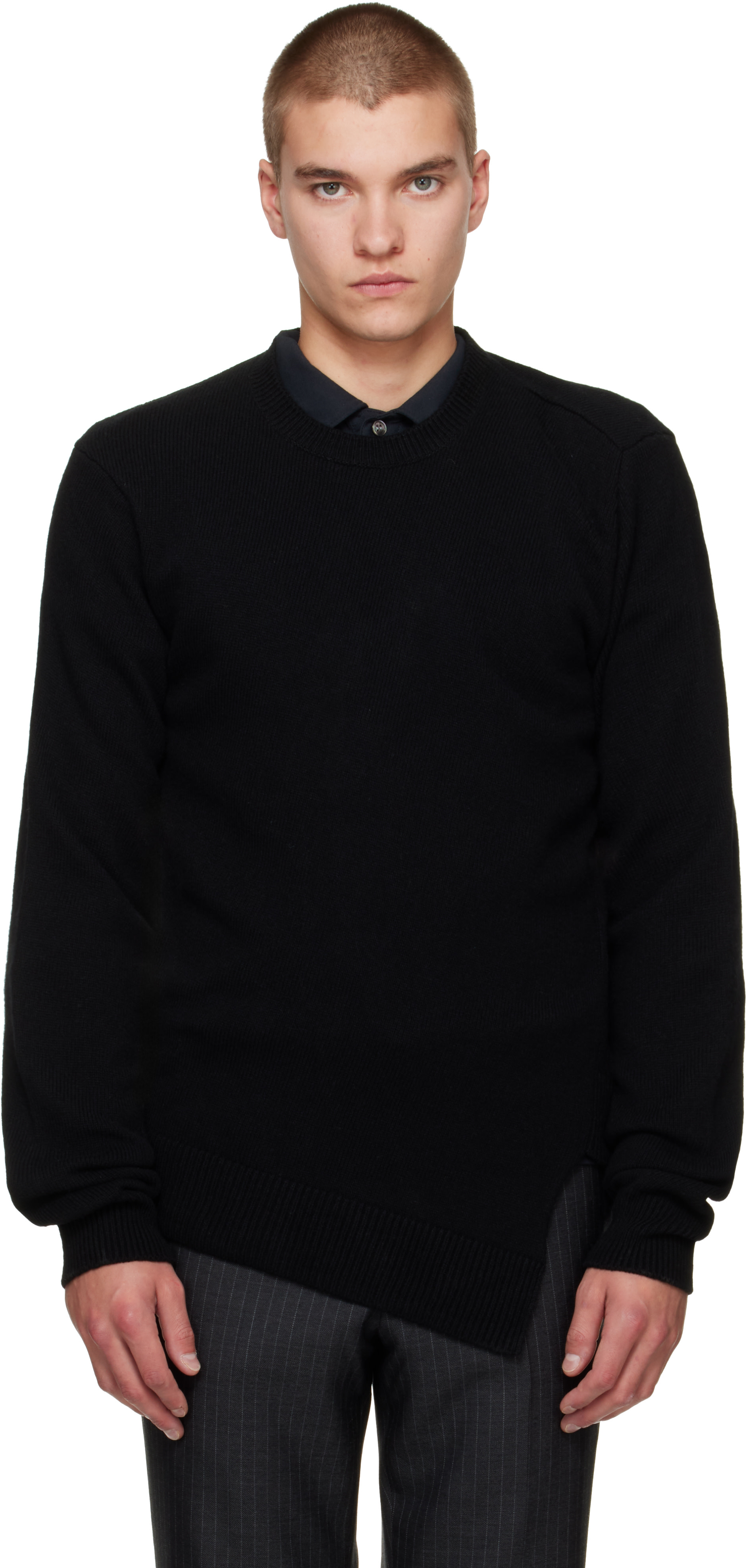 comme des garcons homme deux 24ss ニット Comme des Garçons Homme Deux: ブラック ウール セーター | SSENSE 日本