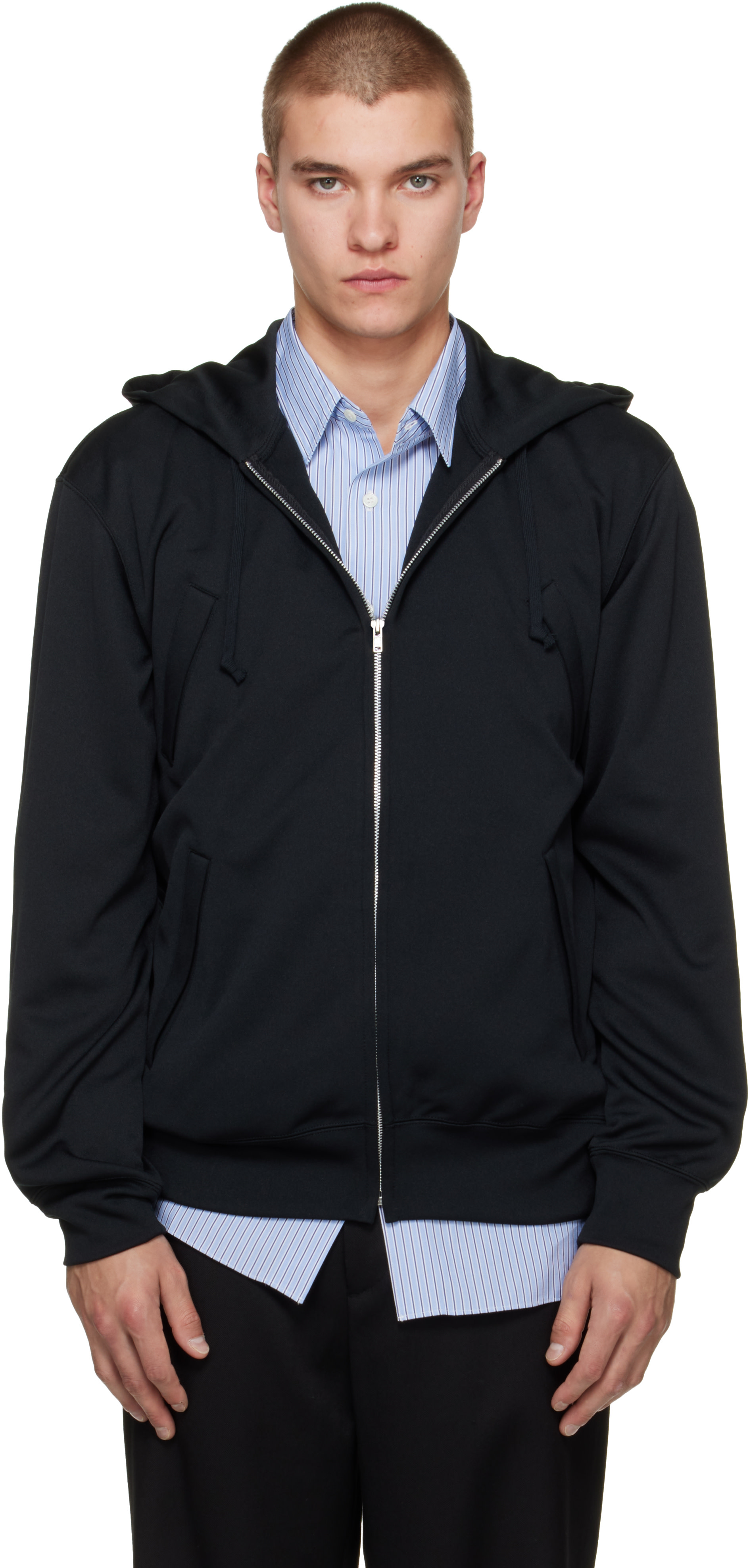 Comme des Garçons Homme Deux: Black Four Pocket Hoodie | SSENSE Comme des Garçons Homme Deux: Black Four Pocket Hoodie | SSENSE