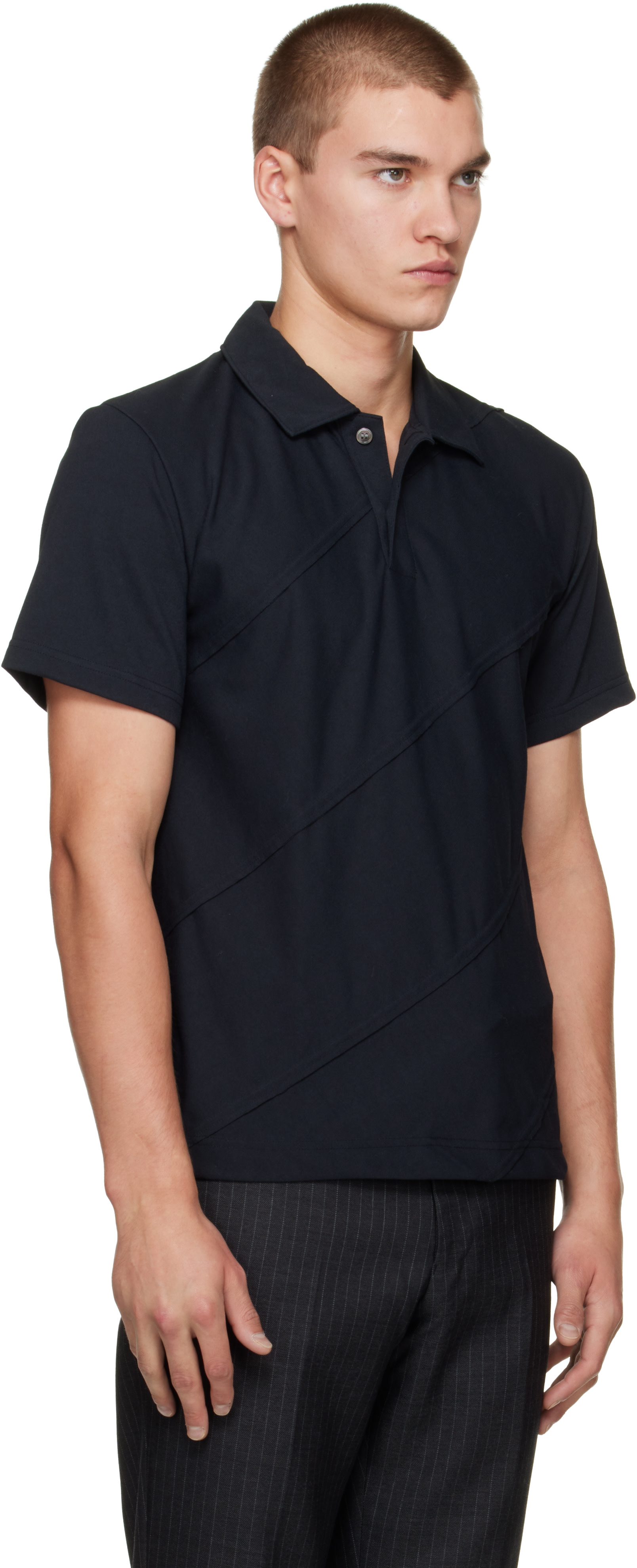 COMME des GARCONS ポロシャツ Comme des Garçons Homme Deux: ブラック Diagonal Seam ポロシャツ