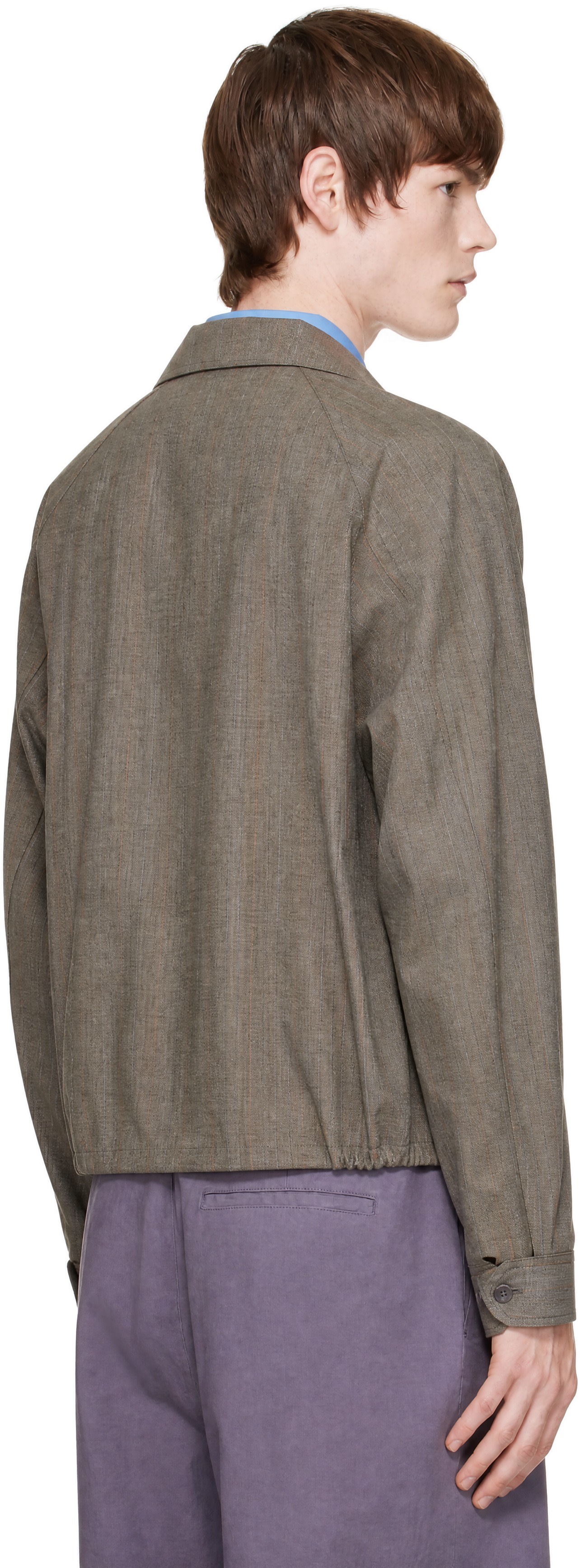 SOSHIOTSUKI - Gray Melange Stripe Trucker Jacket