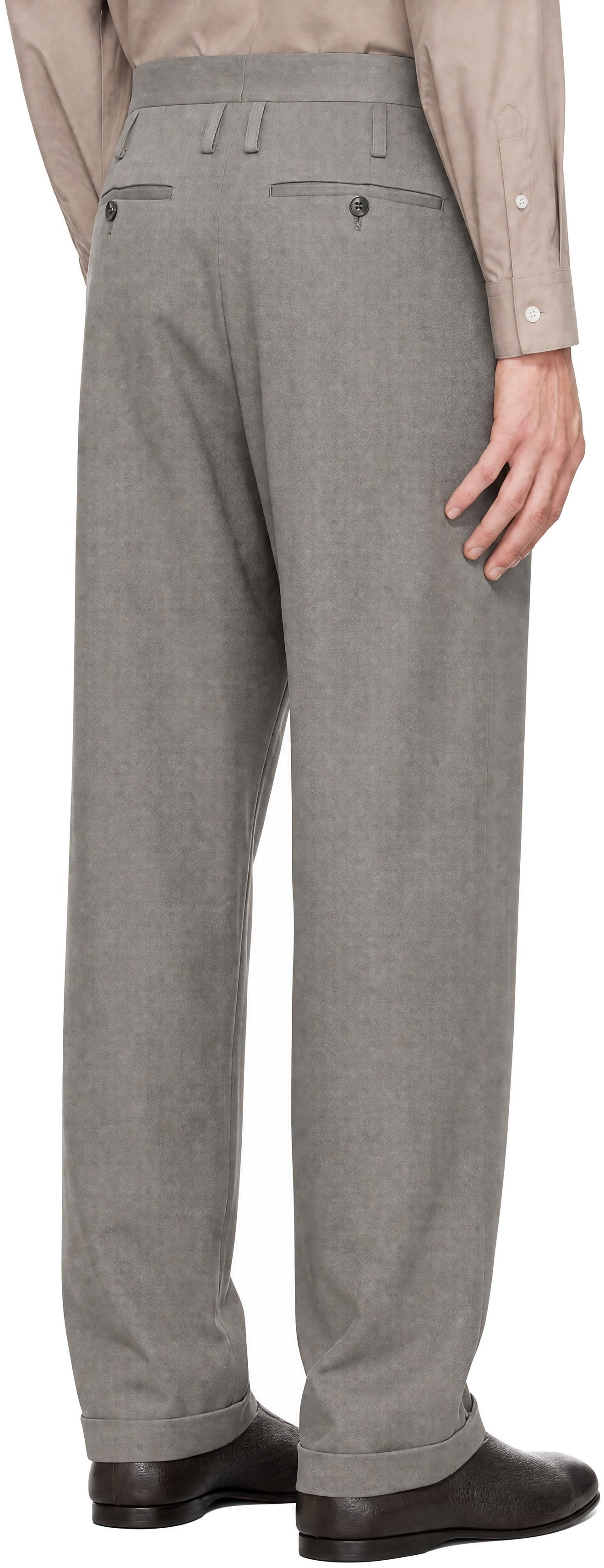SOSHIOTSUKI - Gray Double Inverted Tuck Trousers
