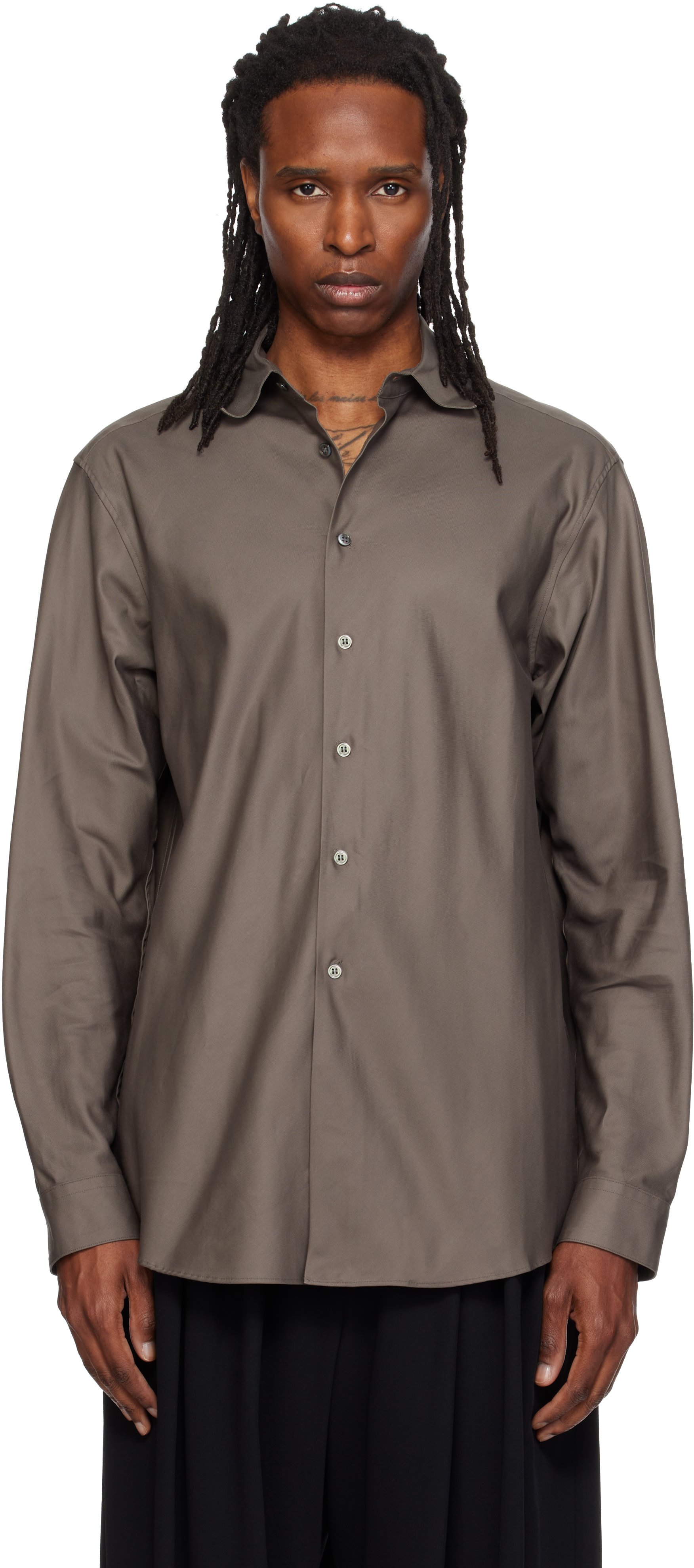 cut off dress shirt SOSHIOTSUKI: Gray Bias Oxford Western shirt SOLY HUX Women's Plus Size:US 7.5-8 / UK 7 Button down with a 1920S