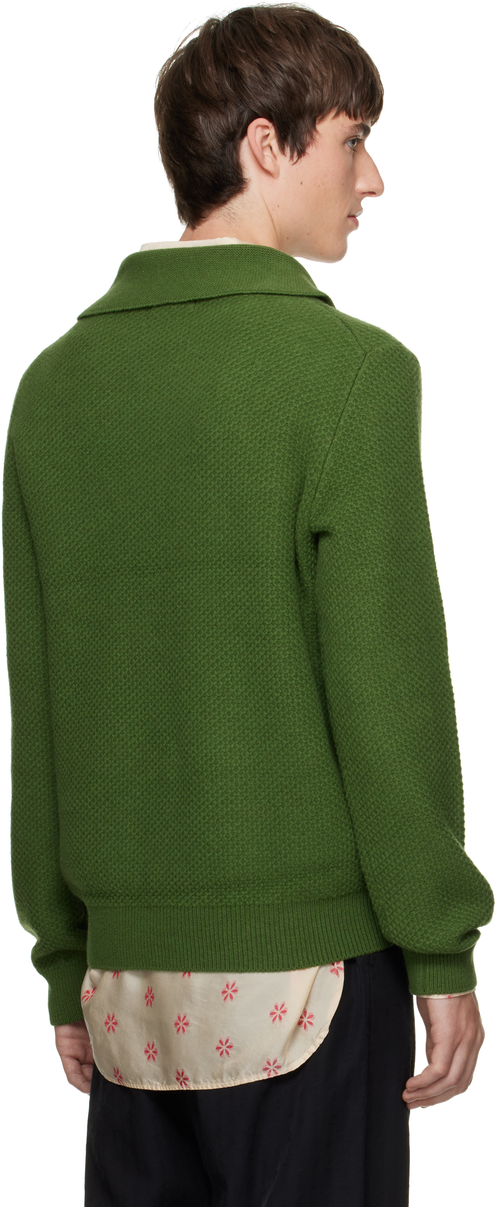 SOSHIOTSUKI - Pull vert en tricot à col châle
