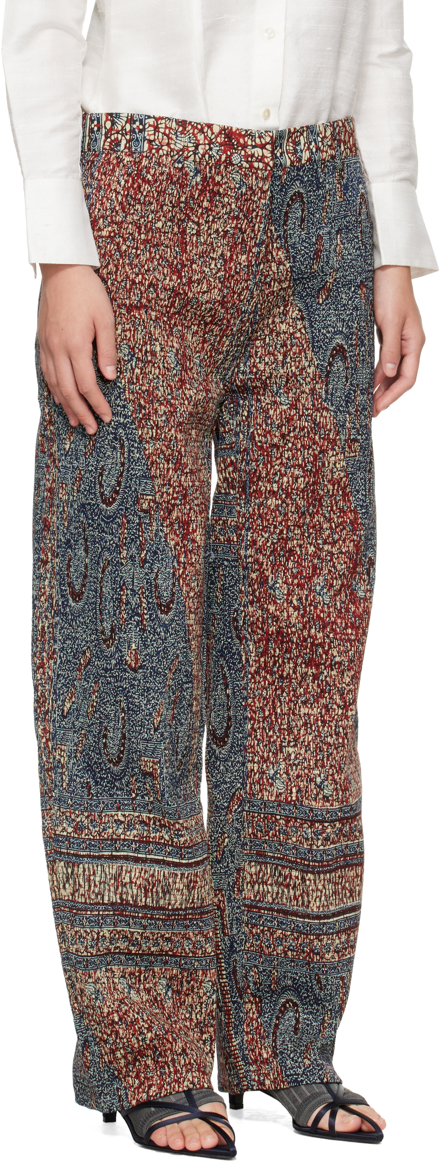 SUPER YAYA: Red & Navy Panarea Trousers | SSENSE Canada