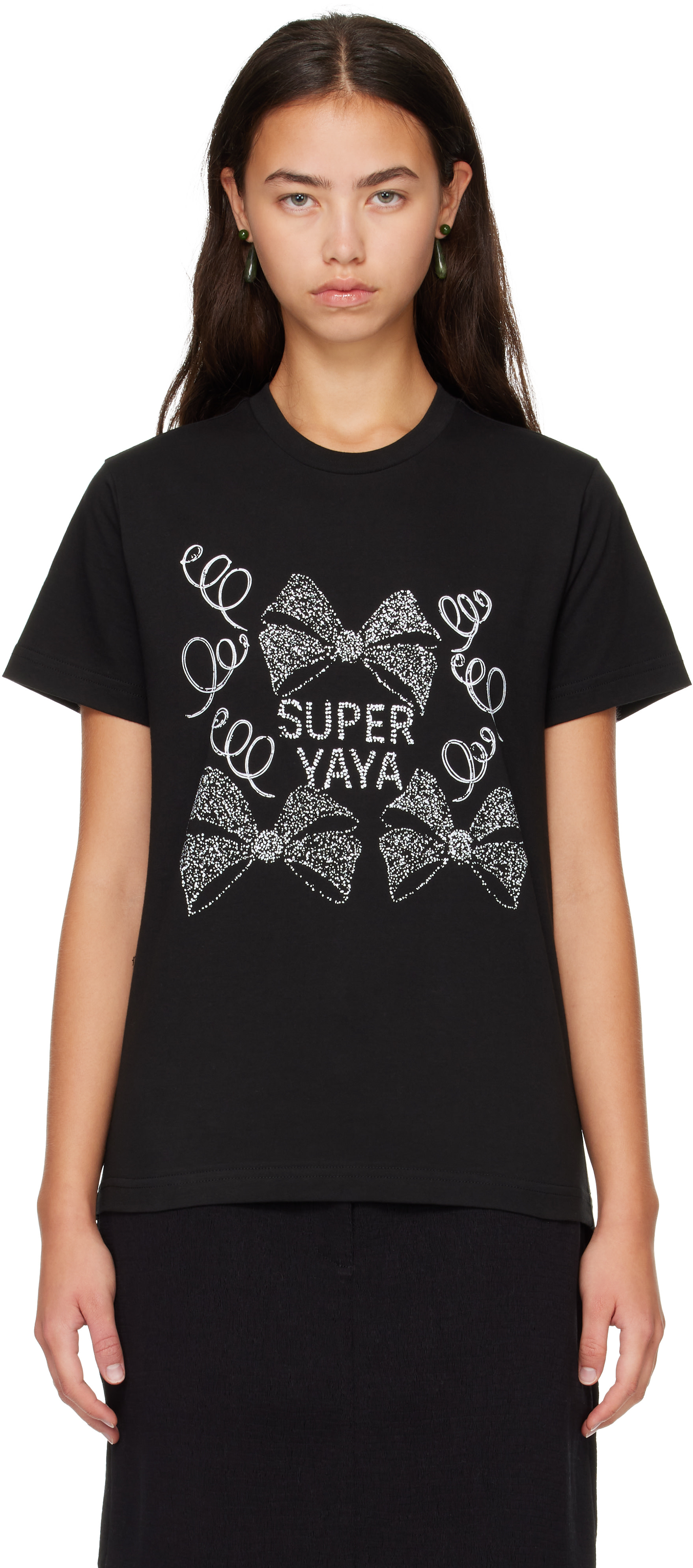 SUPER YAYA Tシャツ SUPER YAYA: Black 'Bonne Fete' T-Shirt | SSENSE
