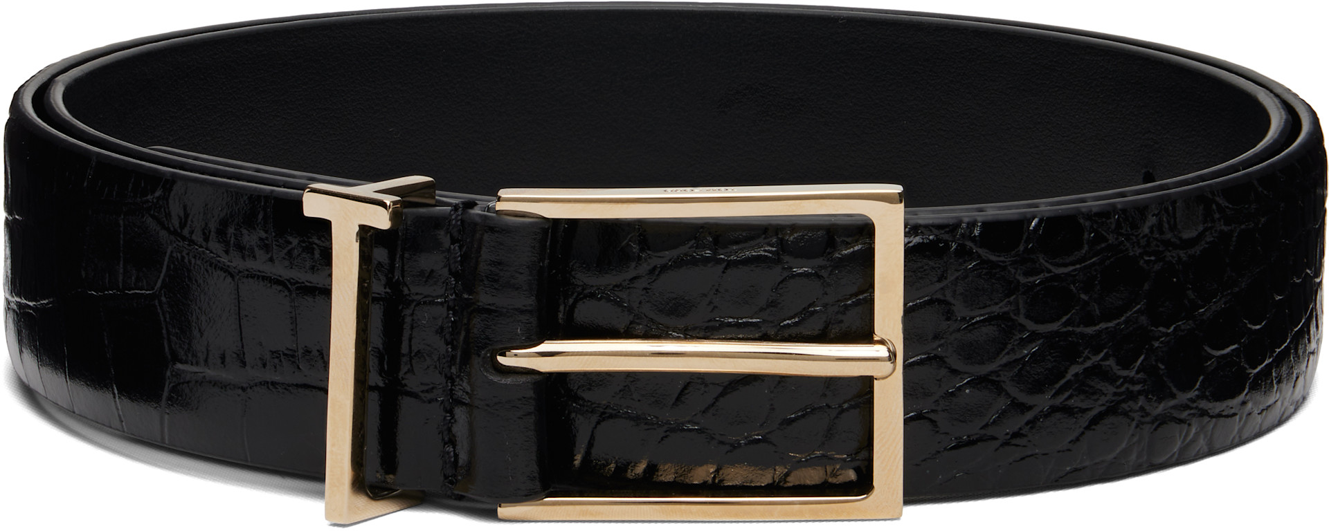 TOM FORD: ブラック Soft Printed Croc ベルト | SSENSE 日本