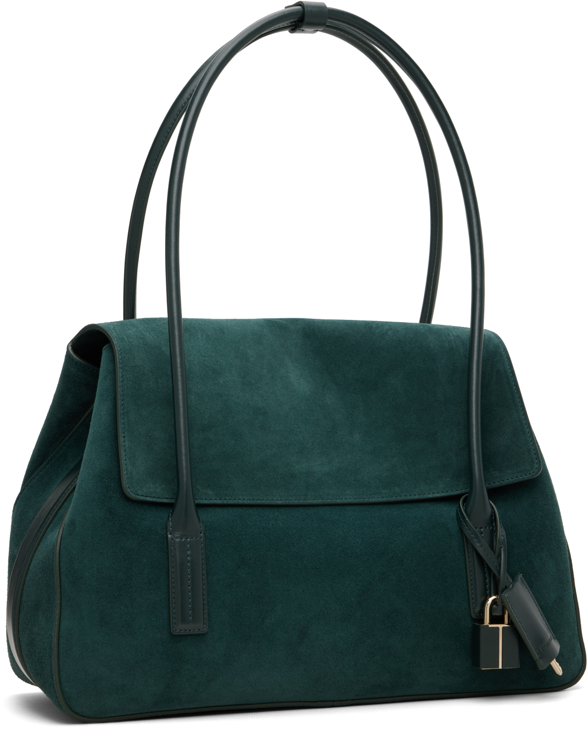 TOM FORD - Green Suede Leather Eclipse Medium Tote