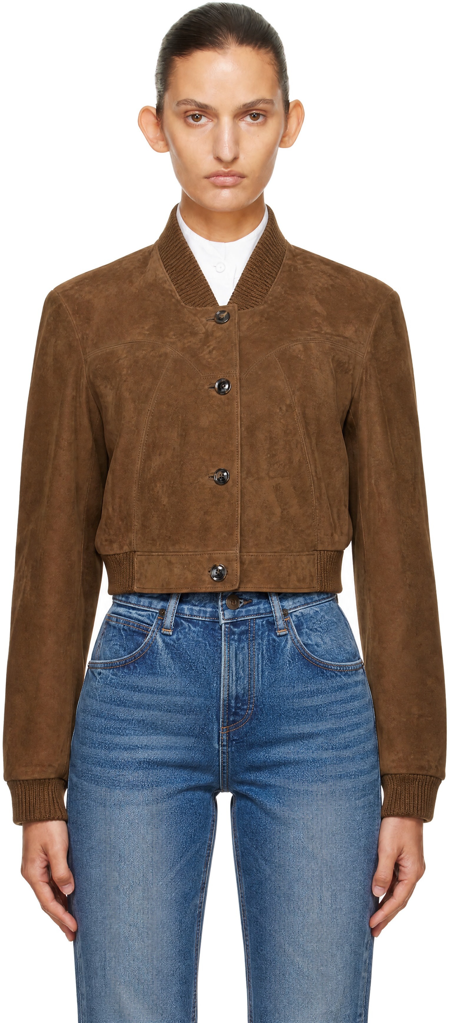 TOM FORD - Blouson décontracté brun en suède